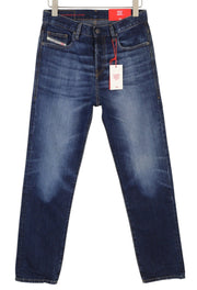 DIESEL 2020 D-Viker 09C64 vyriški džinsai W29/L32 mėlyni, išblukę, įprasti, tiesūs, RRP 225 € 