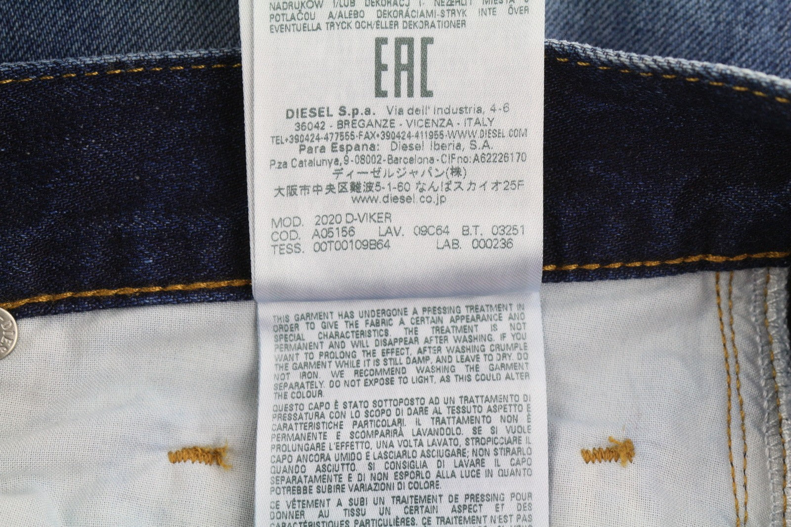 DIESEL 2020 D-Viker 09C64 vyriški džinsai W29/L32 mėlyni, išblukę, įprasti, tiesūs, RRP 225 € 