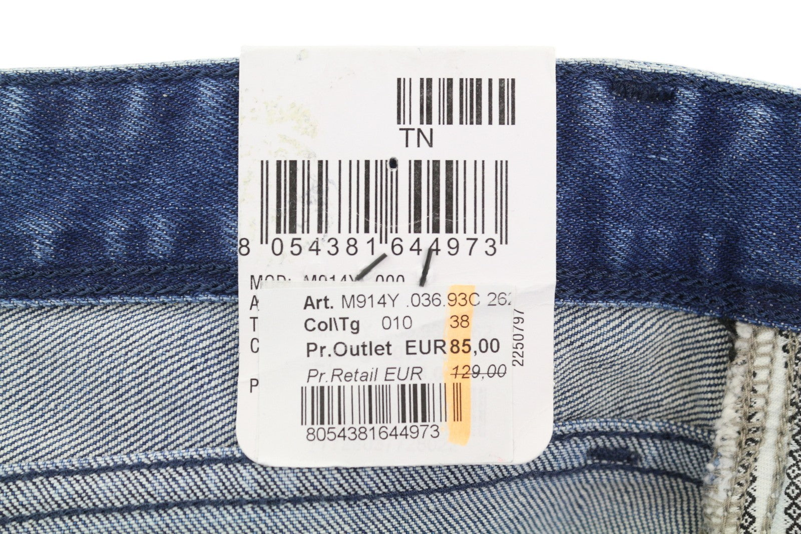 REPLAY Anbass vyriški džinsai W38/L36 mėlyni, skalbti, išblukę, ploni, su užtrauktuku ir logotipu. 