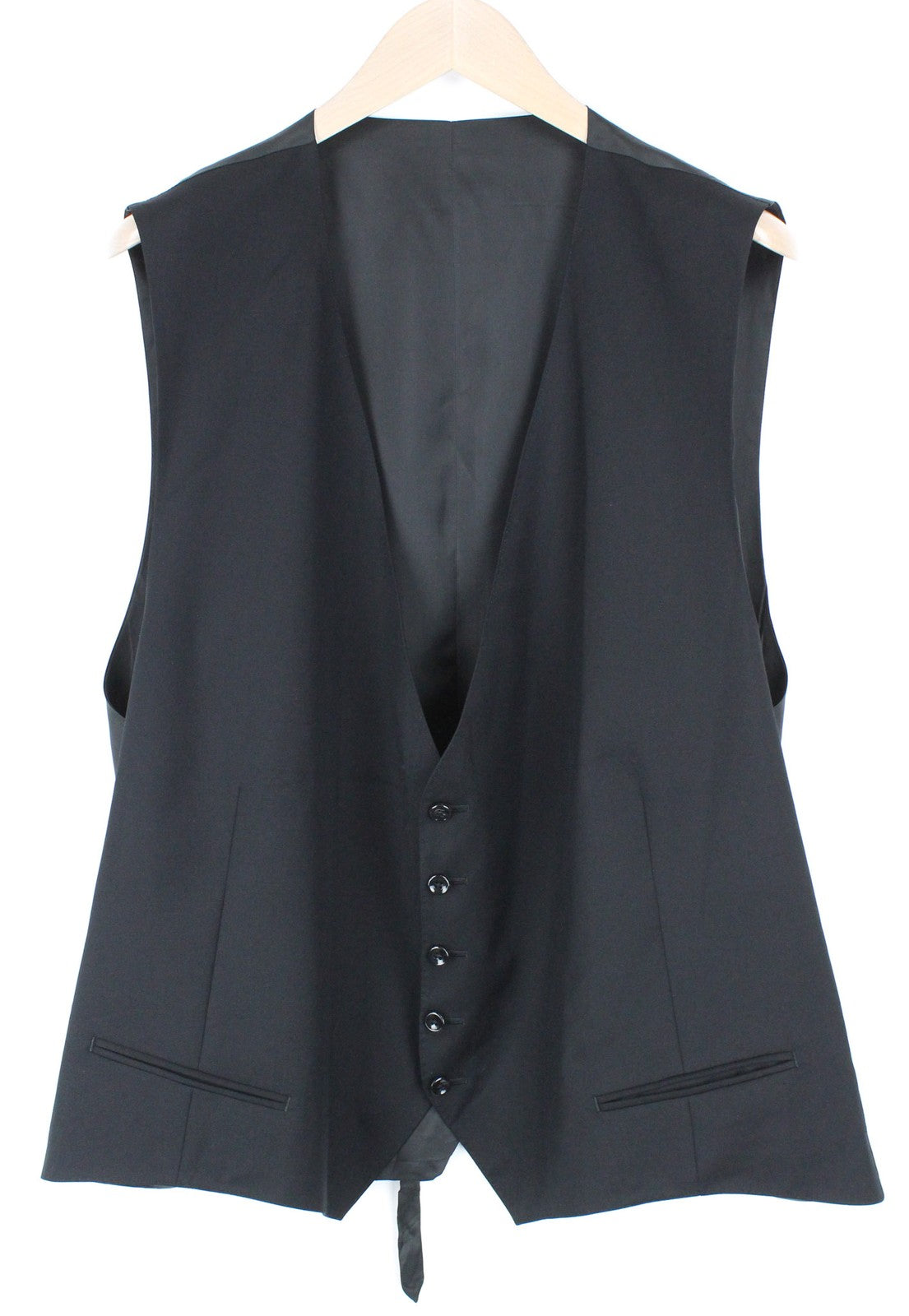 SUITSUPPLY Ferrara Men's Waistcoat UK60R Black Slim Fit Wool Twill Dress Vest