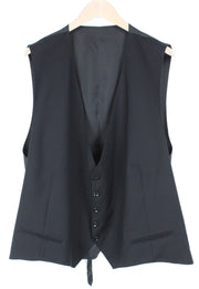 SUITSUPPLY Ferrara Men's Waistcoat UK60R Black Slim Fit Wool Twill Dress Vest