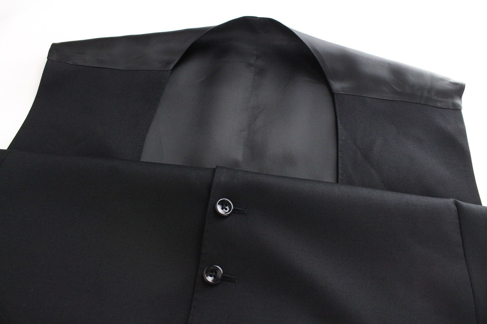 SUITSUPPLY Ferrara Men's Waistcoat UK60R Black Slim Fit Wool Twill Dress Vest