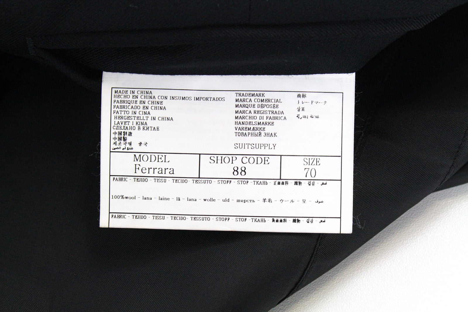 SUITSUPPLY Ferrara Men's Waistcoat UK60R Black Slim Fit Wool Twill Dress Vest