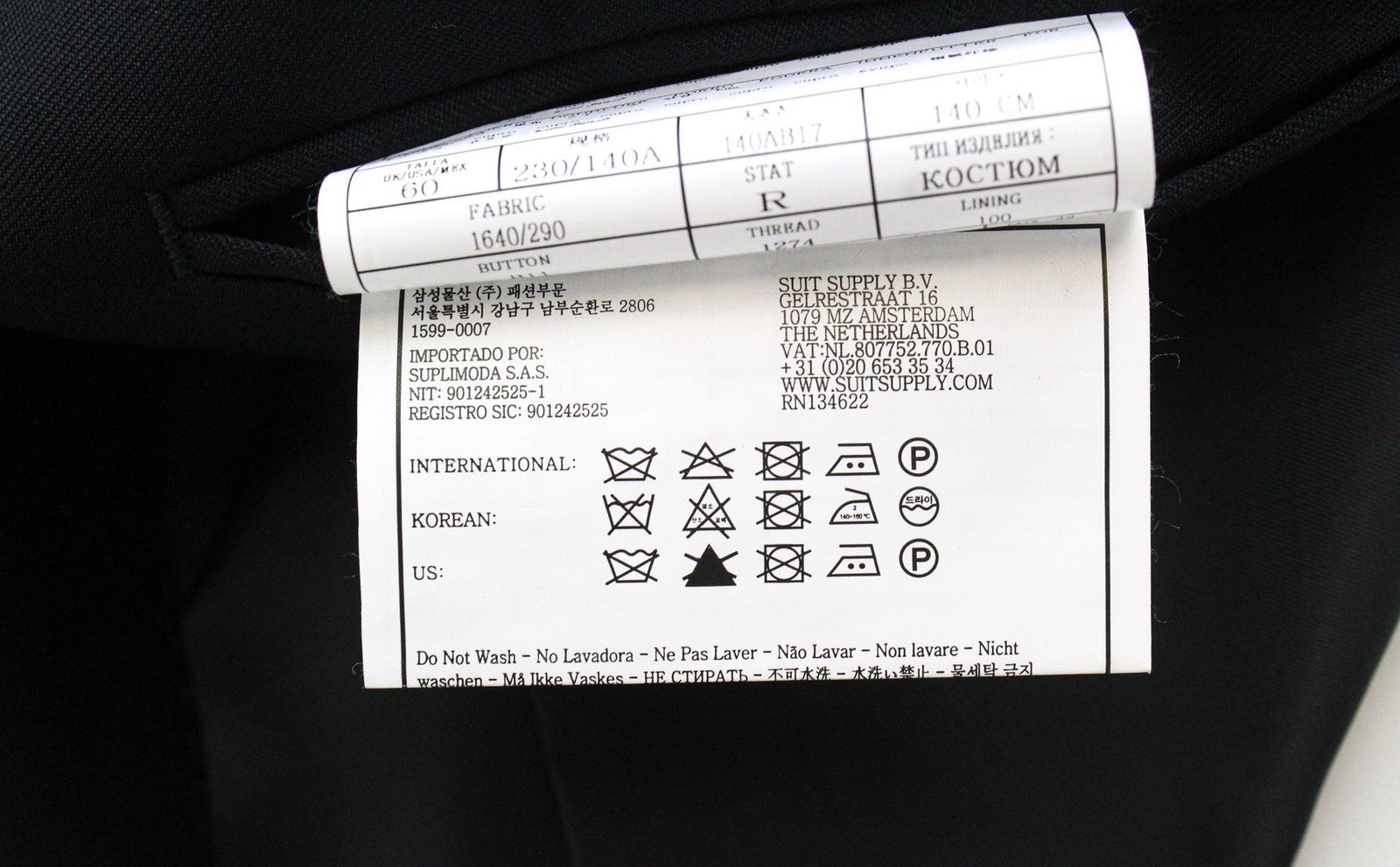 SUITSUPPLY Ferrara Men's Waistcoat UK60R Black Slim Fit Wool Twill Dress Vest