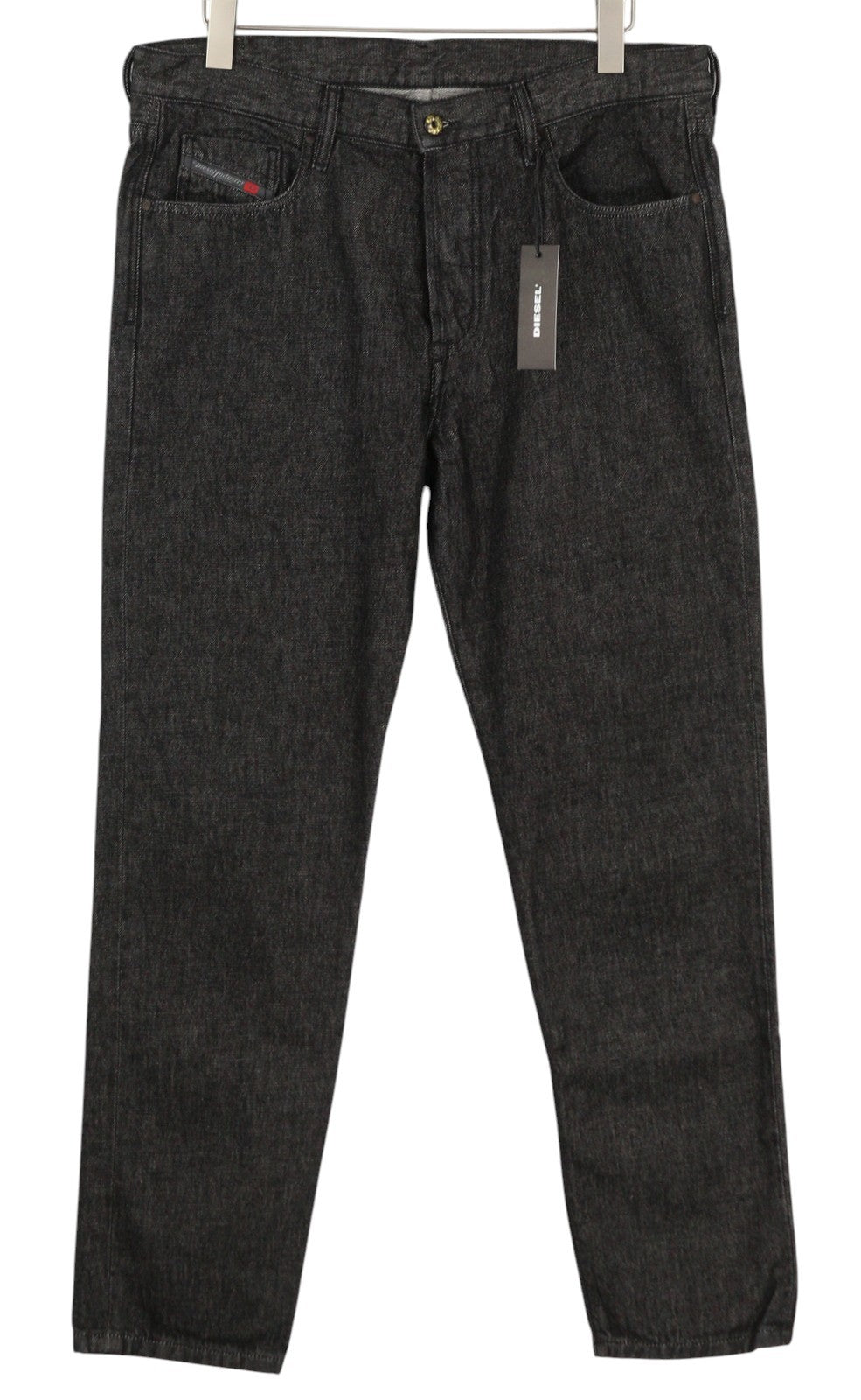 DIESEL Mharky 089AU Men Jeans W32 Dark Black Regular Fit Button Fy Logo Denim