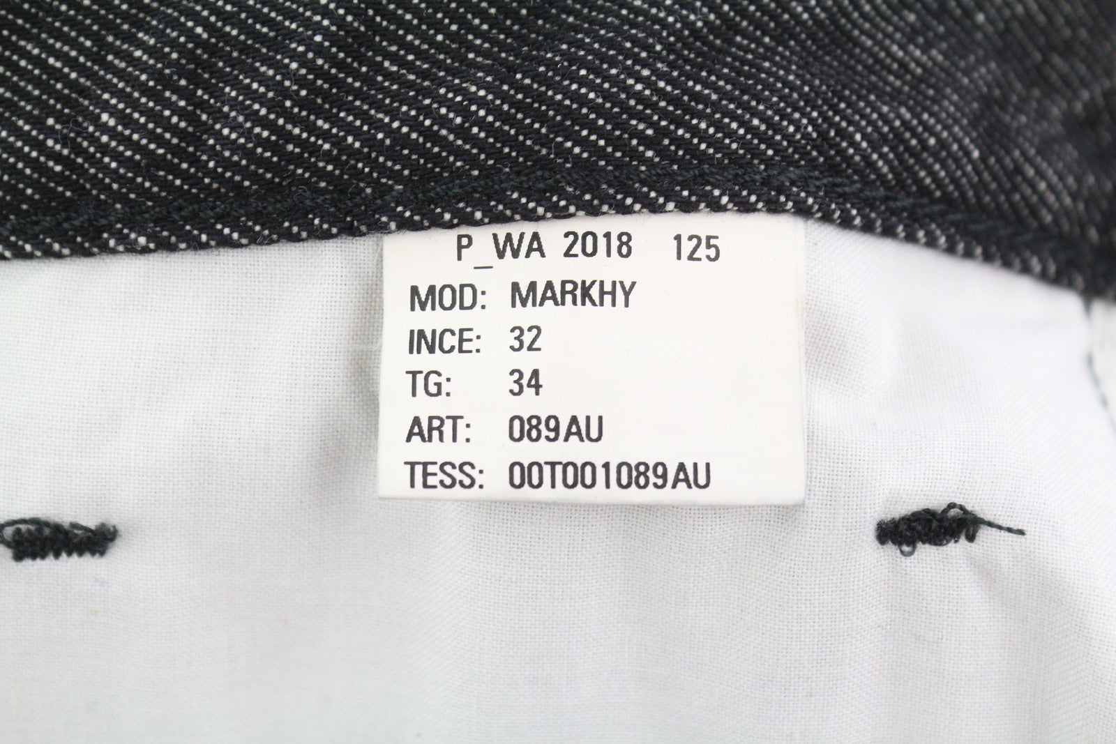 DIESEL Mharky 089AU Men Jeans W32 Dark Black Regular Fit Button Fy Logo Denim