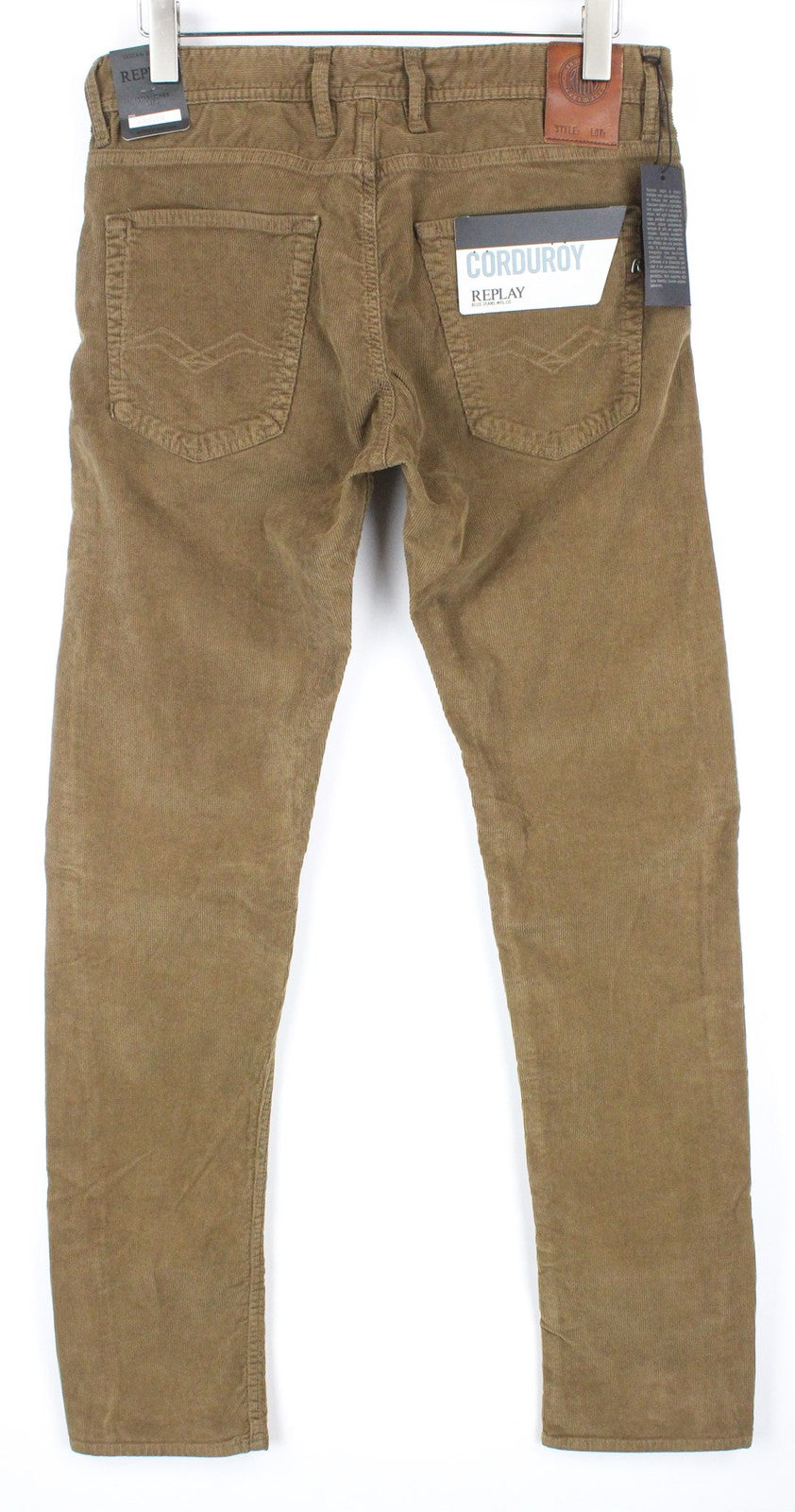 REPLAY Grover Men's Corduroy Trousers W31/L34 Brown Straight Fit Stretch Pants