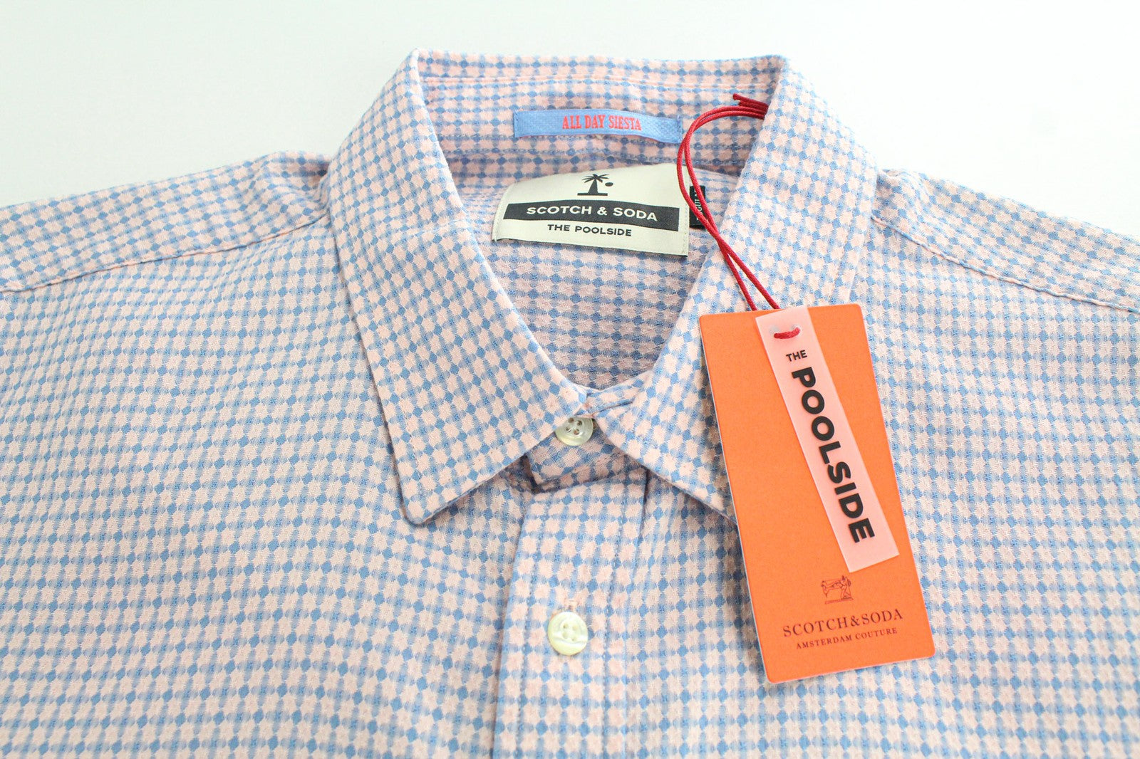 SCOTCH &amp; SODA vyriški marškinėliai ~M šviesiai rožiniai, grynos medvilnės, raštuoti, laisvalaikio, elegantiško kirpimo 