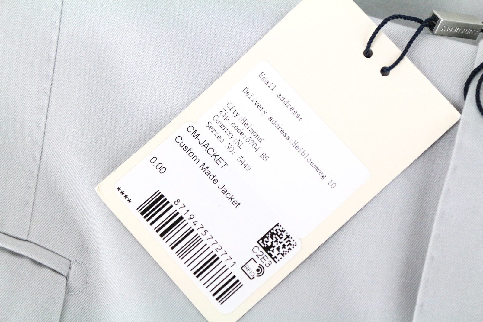 SUITSUPPLY La Spalla Blazer UK46S Light Grey Slim Cotton Cashmere Lightweight