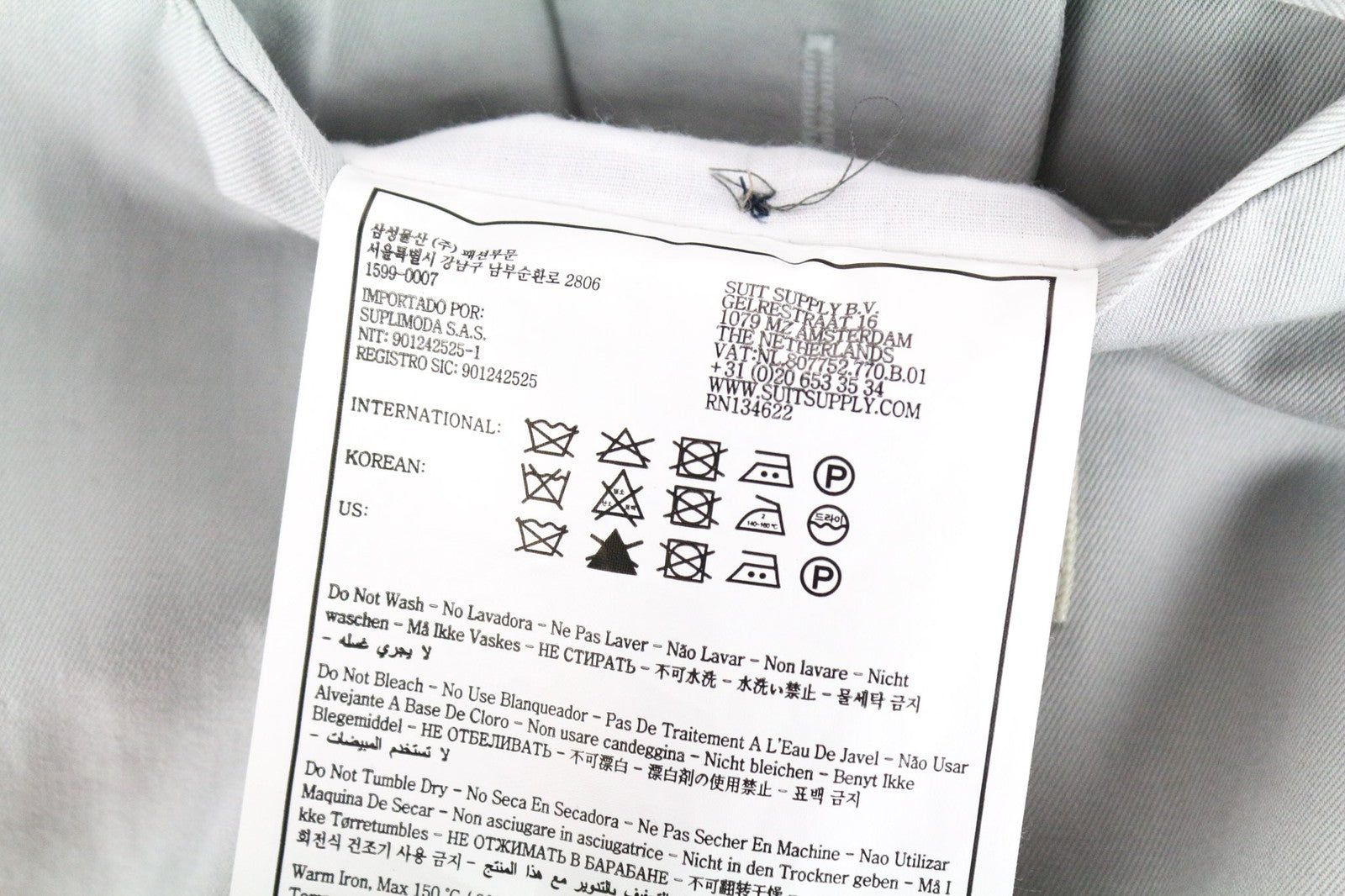 SUITSUPPLY La Spalla Blazer UK46S Light Grey Slim Cotton Cashmere Lightweight