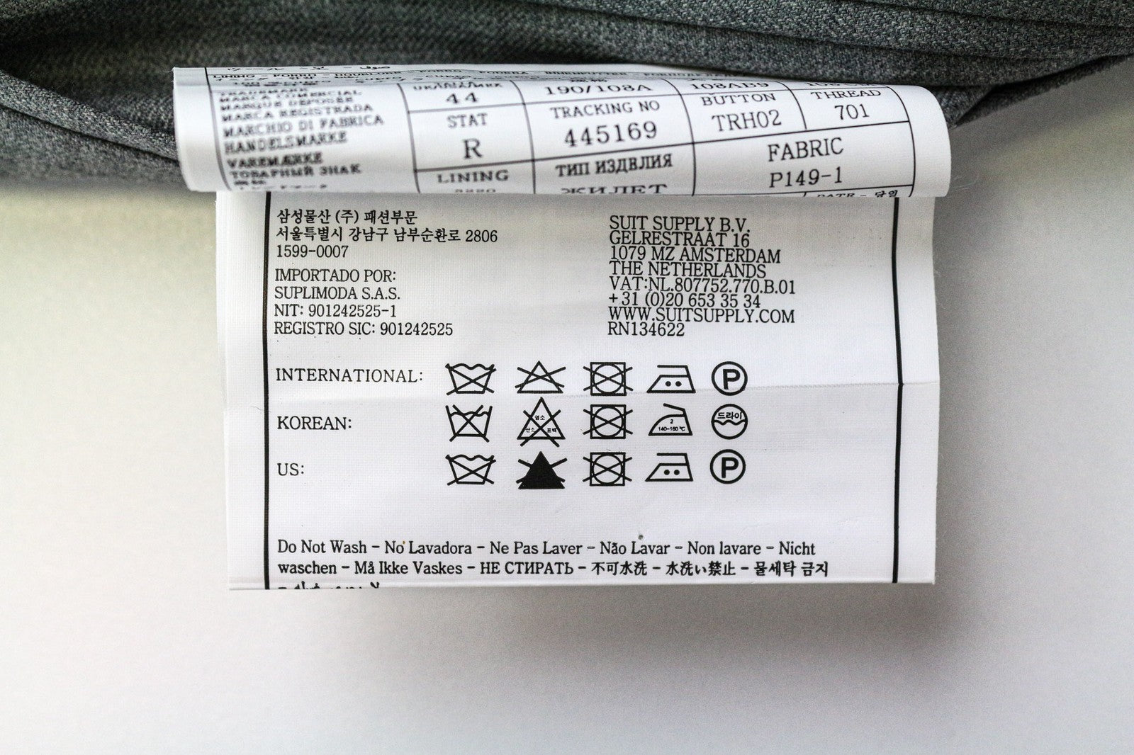 SUITSUPPLY Ferrara liemenė UK44R pilka dryžuota vilnonė plona kirpimo vidutinio tono klasikinė 