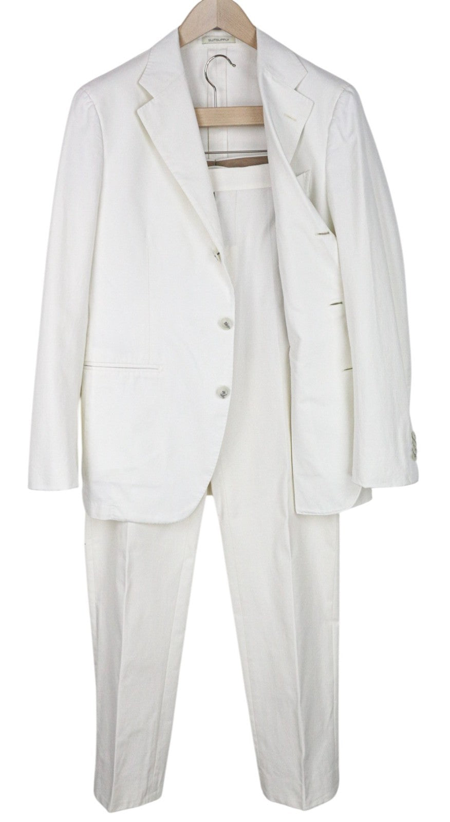 SUITSUPPLY Havana Men's UK42R White Slim Fit Cotton 2 Piece Single Breasted Suit