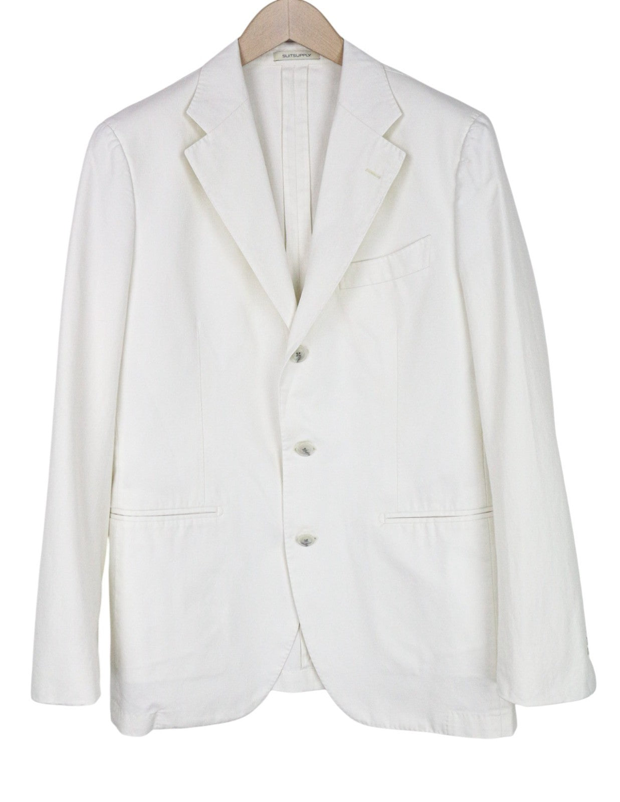 SUITSUPPLY Havana Men's UK42R White Slim Fit Cotton 2 Piece Single Breasted Suit