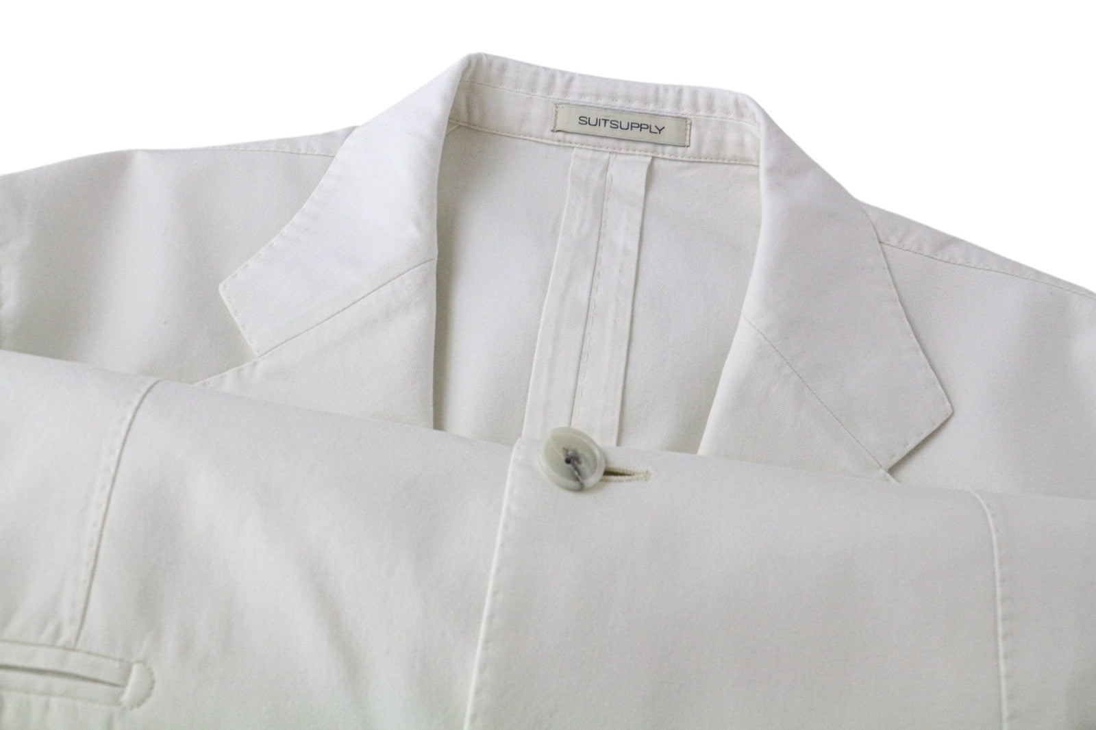 SUITSUPPLY Havana Men's UK42R White Slim Fit Cotton 2 Piece Single Breasted Suit