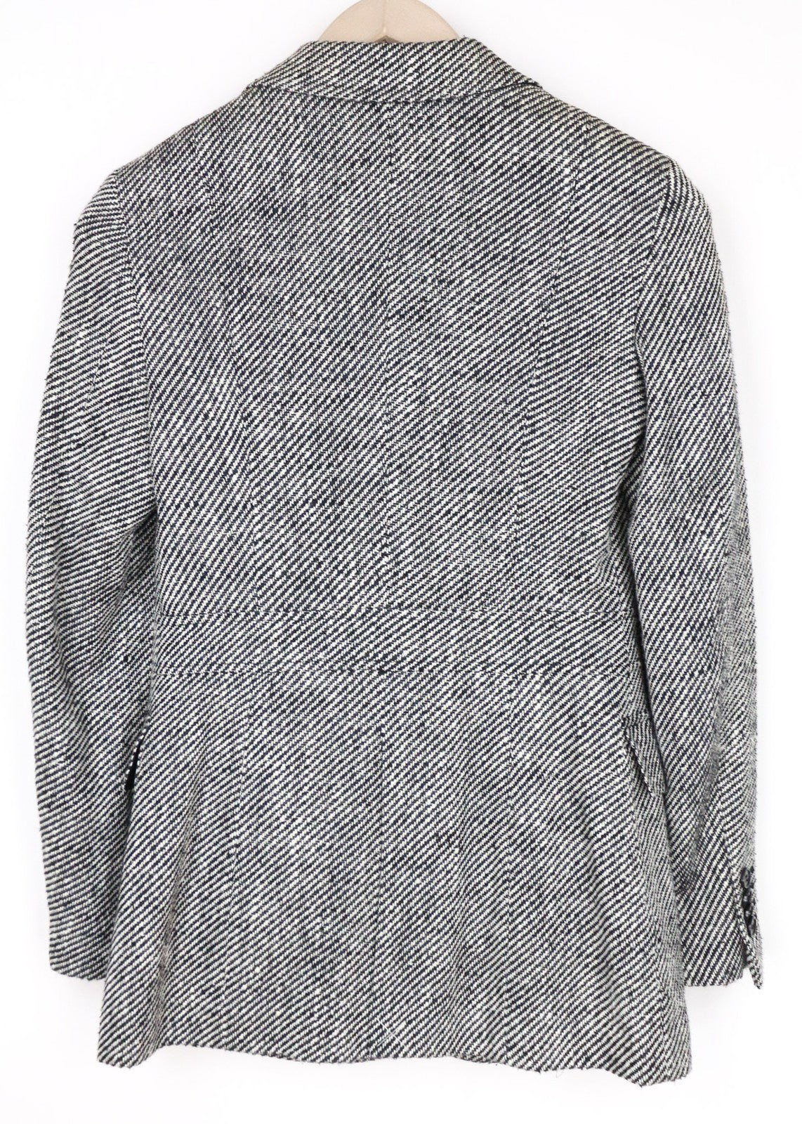 „SUITSUPPLY Olivia“ moteriškas pilkas šilkinis medvilninis raštuotas švarkas su smailiu atvartu (UK8R) 