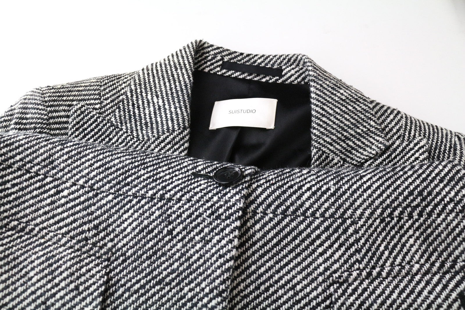 „SUITSUPPLY Olivia“ moteriškas pilkas šilkinis medvilninis raštuotas švarkas su smailiu atvartu (UK8R) 