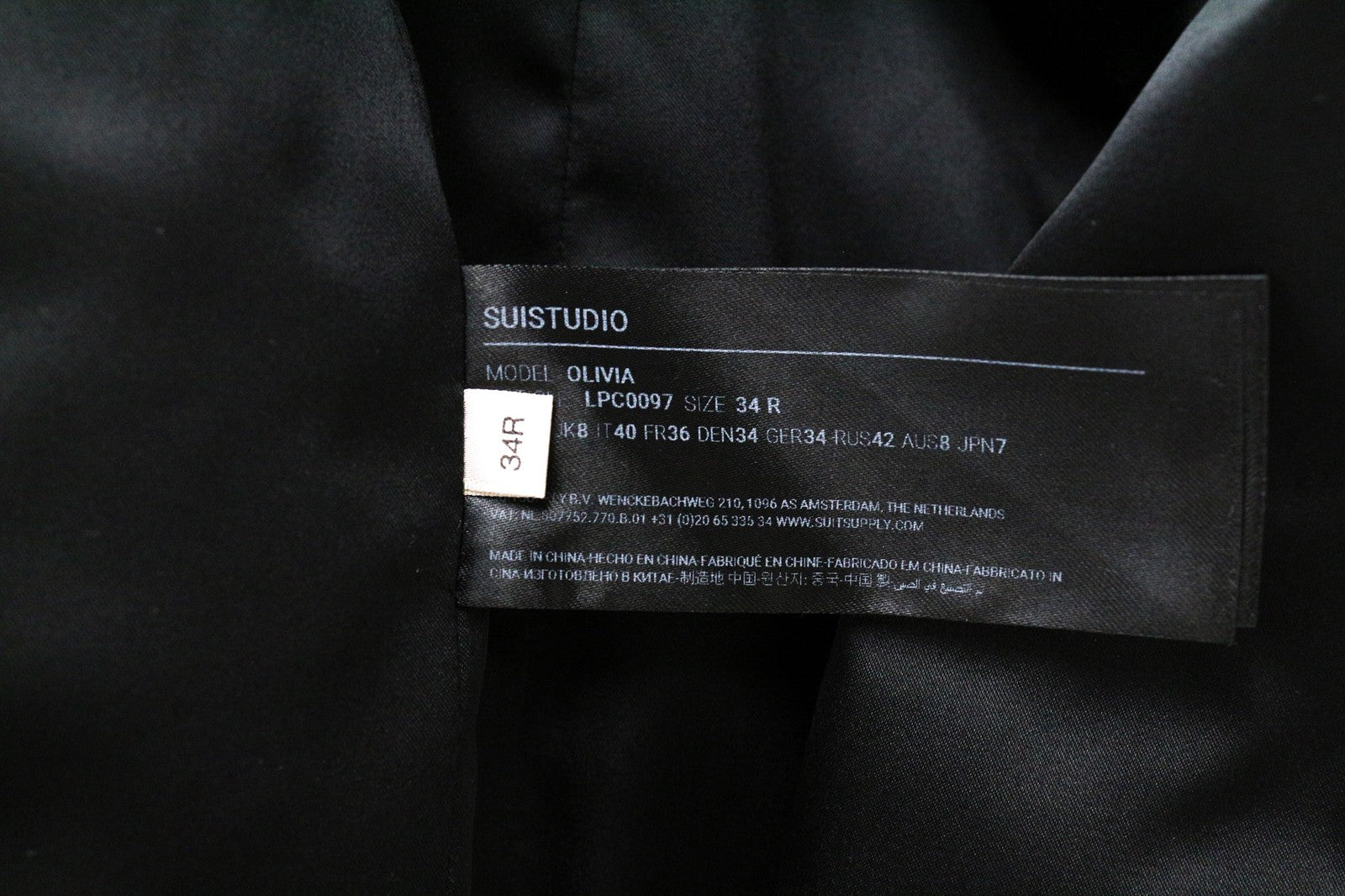 „SUITSUPPLY Olivia“ moteriškas pilkas šilkinis medvilninis raštuotas švarkas su smailiu atvartu (UK8R) 