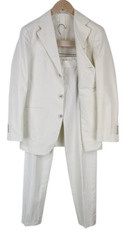 SUITSUPPLY Havana Men's UK34R Off-White Slim Cotton 2 Piece Single Breasted