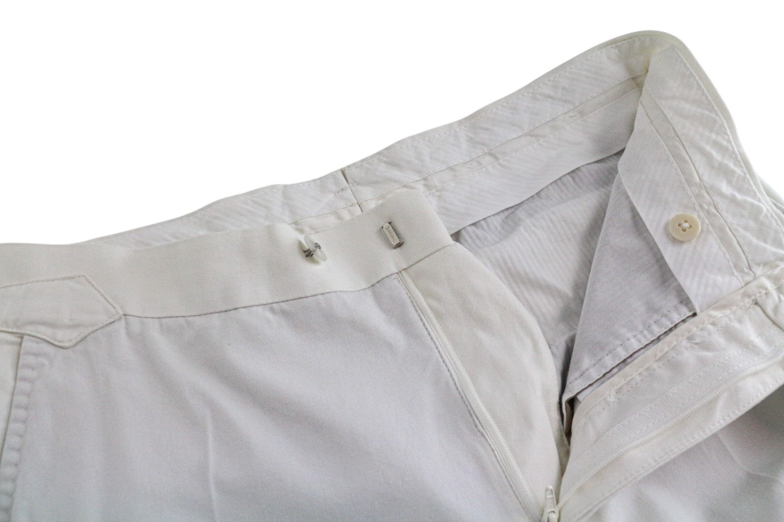 SUITSUPPLY Havana Men's UK34R Off-White Slim Cotton 2 Piece Single Breasted