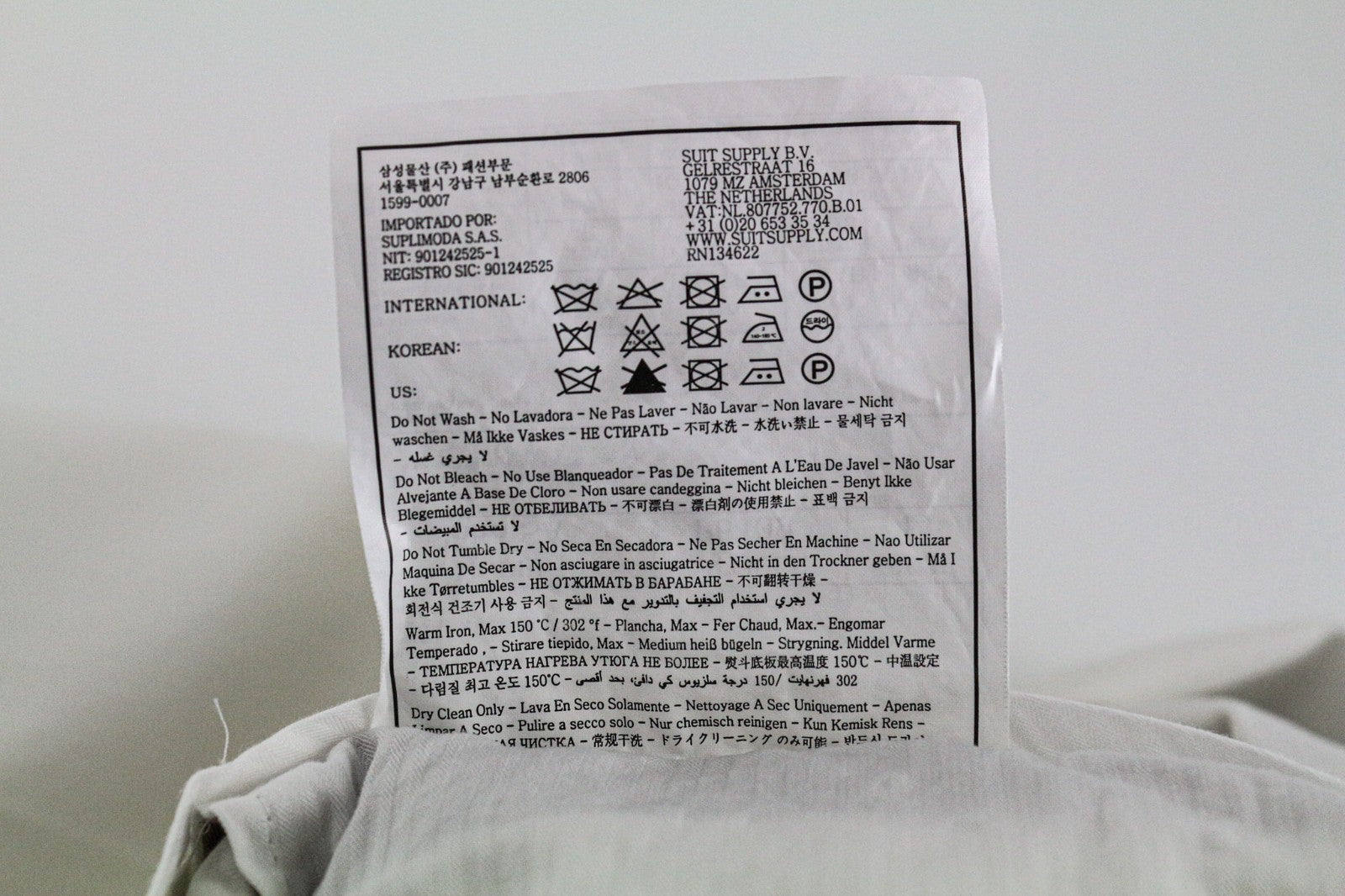 SUITSUPPLY Havana Men's UK34R Off-White Slim Cotton 2 Piece Single Breasted