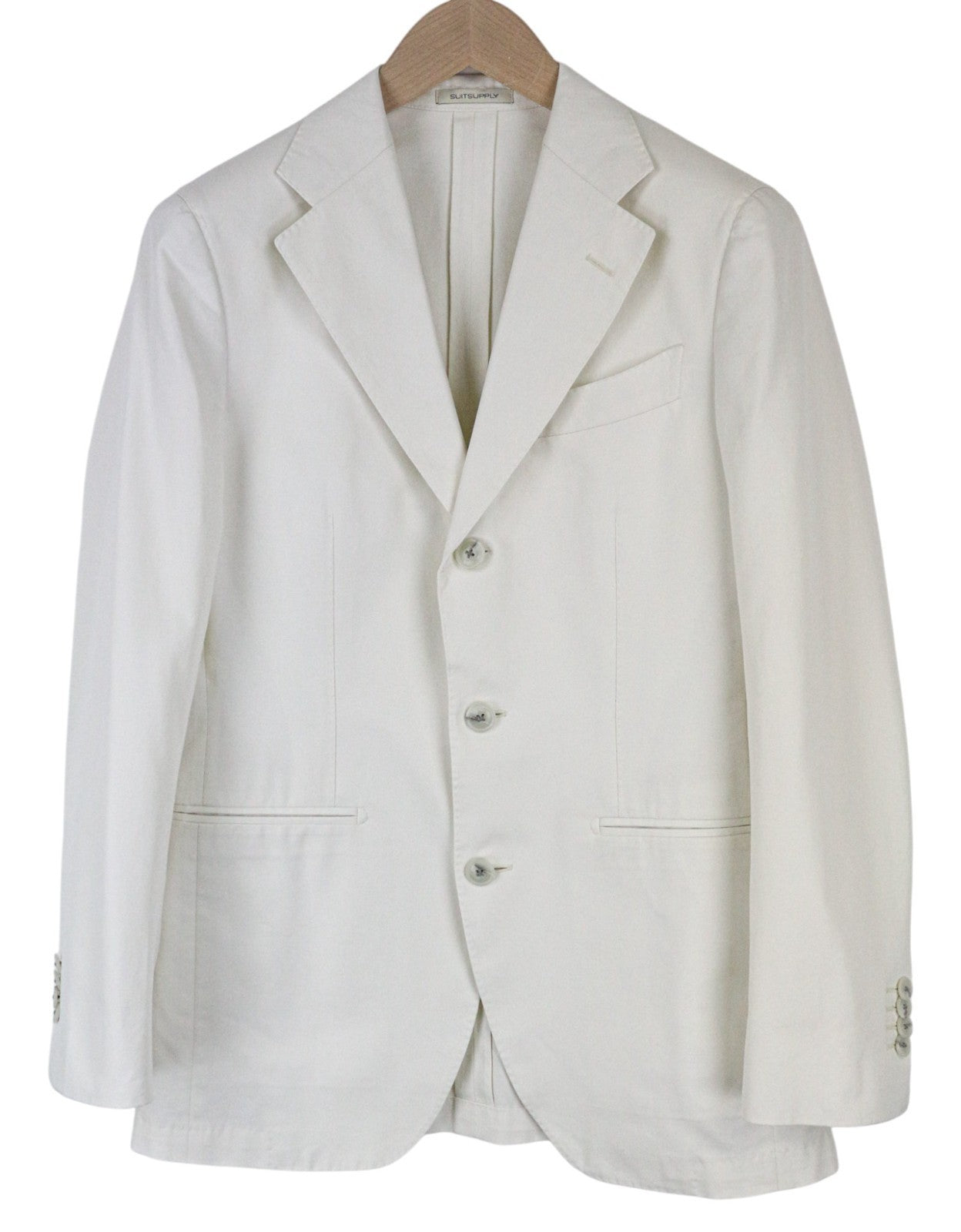 SUITSUPPLY Havana Men's UK34R Off-White Slim Cotton 2 Piece Single Breasted