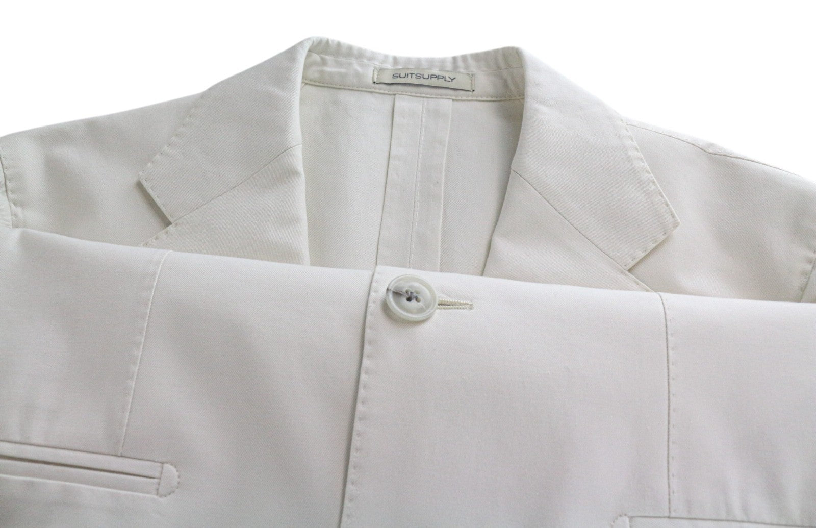 SUITSUPPLY Havana Men's UK34R Off-White Slim Cotton 2 Piece Single Breasted