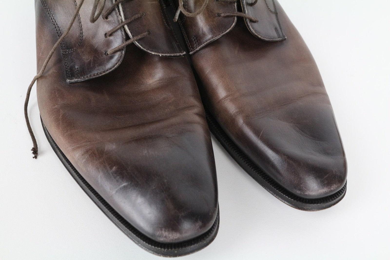 SUITSUPPLY Men's EU43.5 Mid Brown Calf Leather Derby Lace-Up Formal Shoes