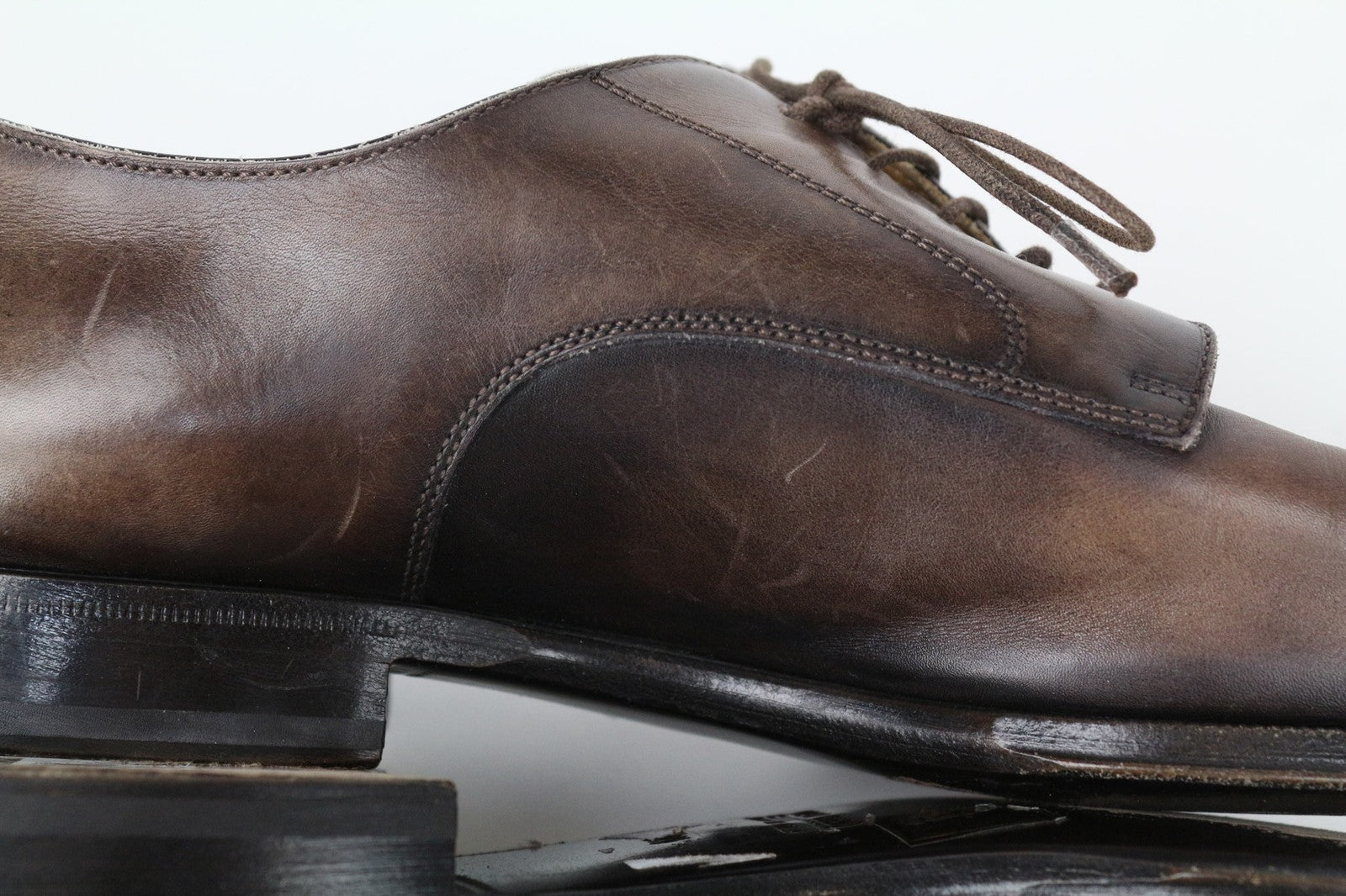 SUITSUPPLY Men's EU43.5 Mid Brown Calf Leather Derby Lace-Up Formal Shoes