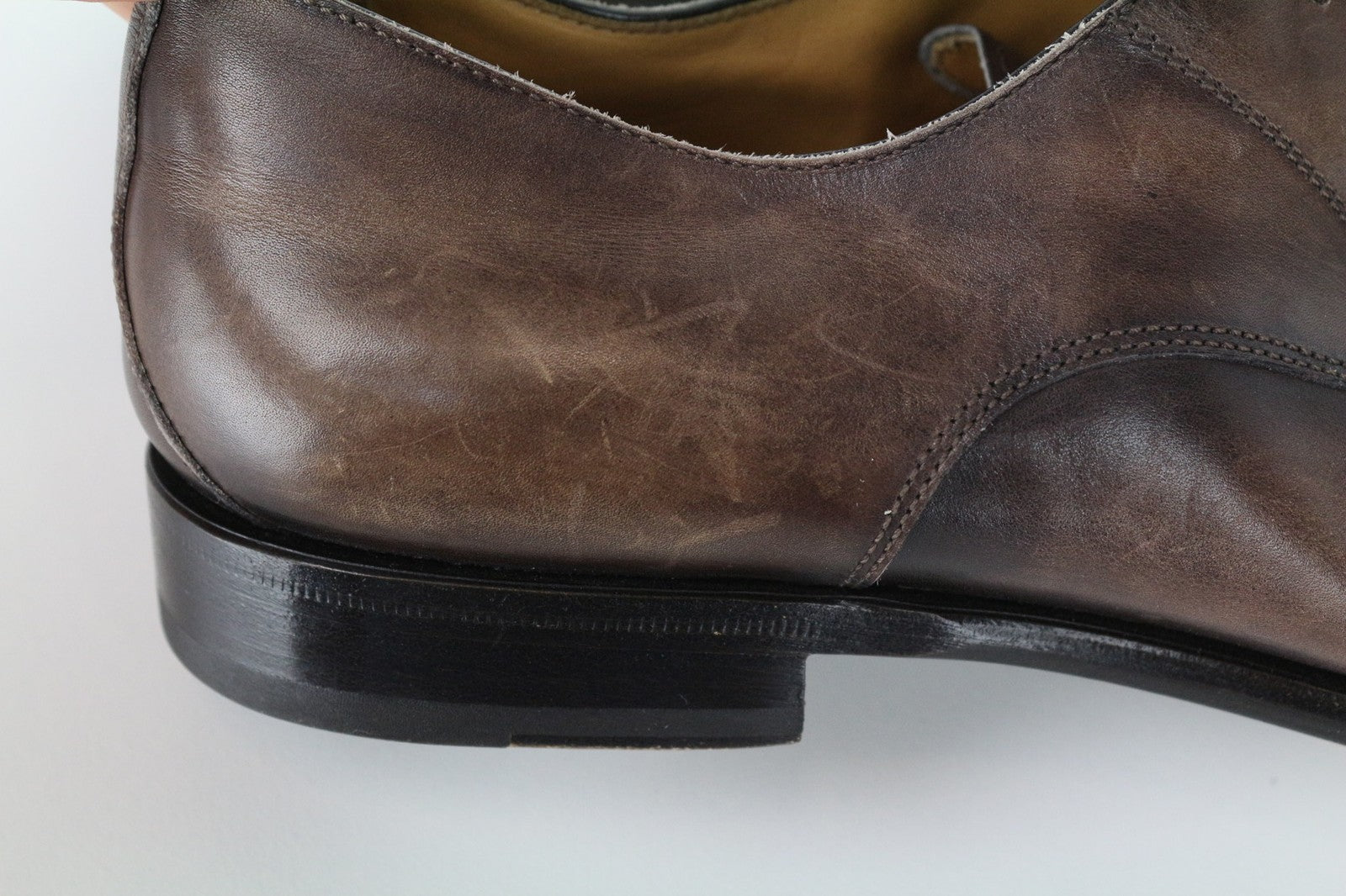 SUITSUPPLY Men's EU43.5 Mid Brown Calf Leather Derby Lace-Up Formal Shoes