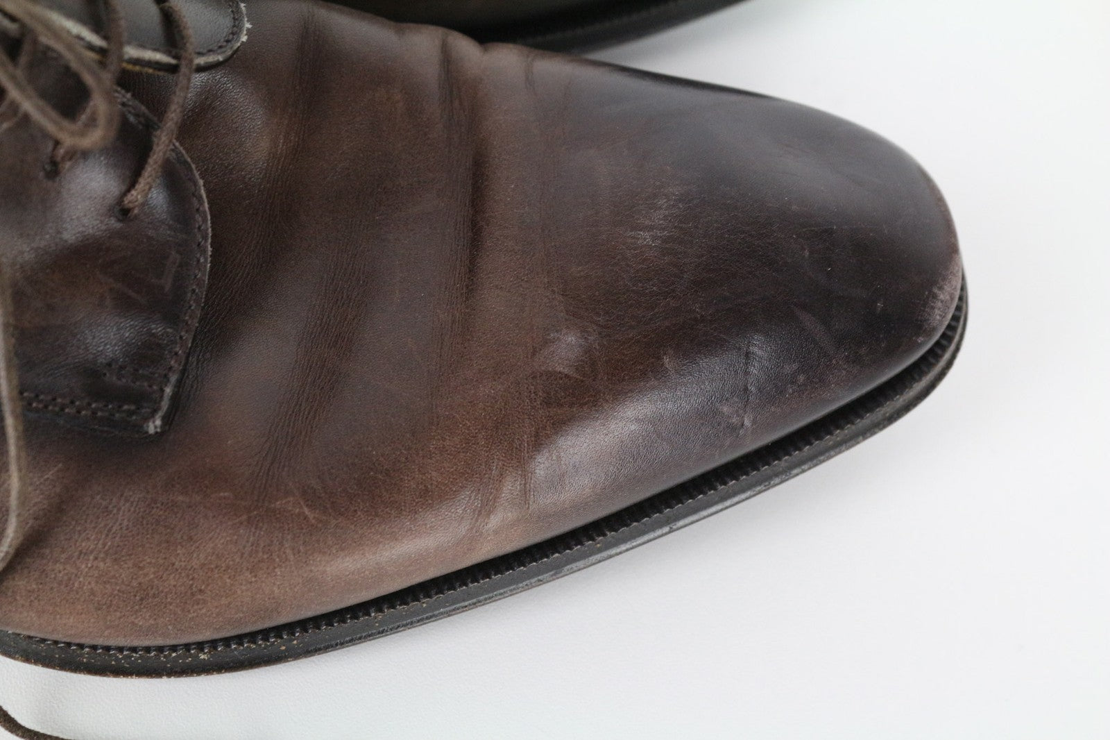 SUITSUPPLY Men's EU43.5 Mid Brown Calf Leather Derby Lace-Up Formal Shoes