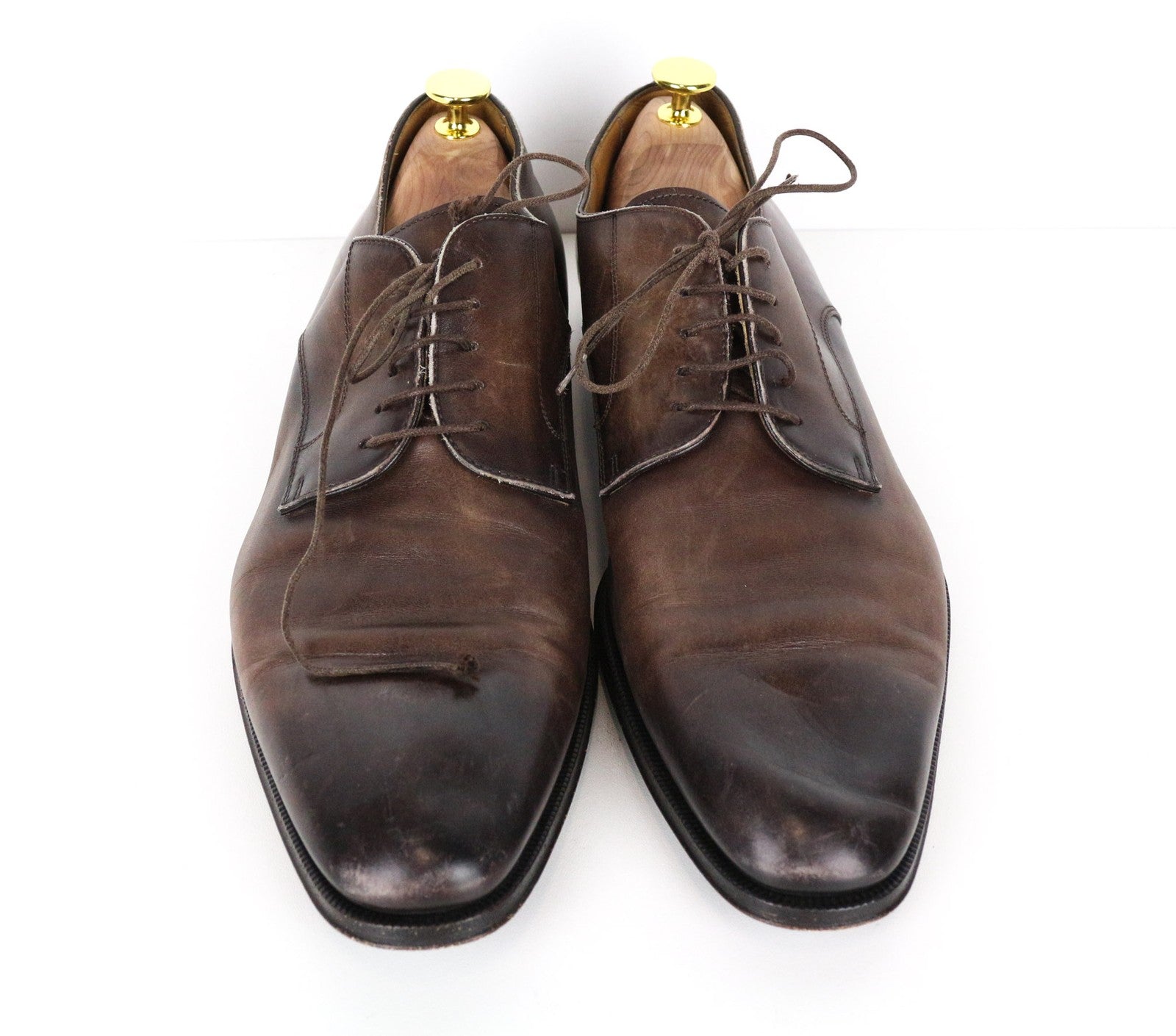 SUITSUPPLY Men's EU43.5 Mid Brown Calf Leather Derby Lace-Up Formal Shoes