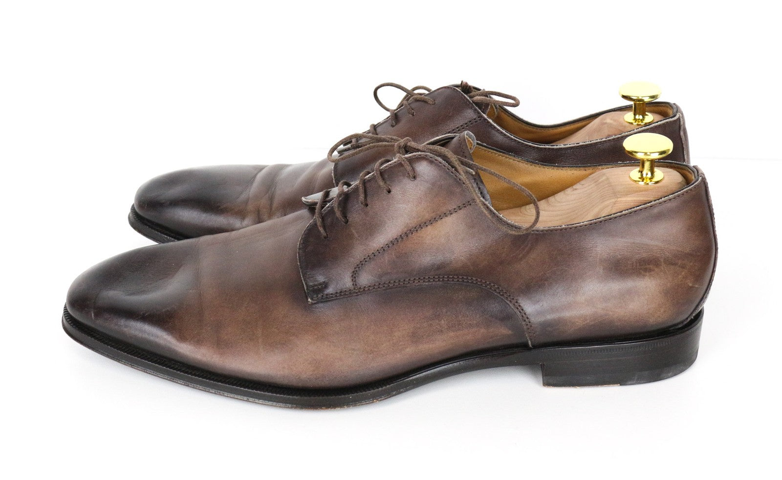 SUITSUPPLY Men's EU43.5 Mid Brown Calf Leather Derby Lace-Up Formal Shoes