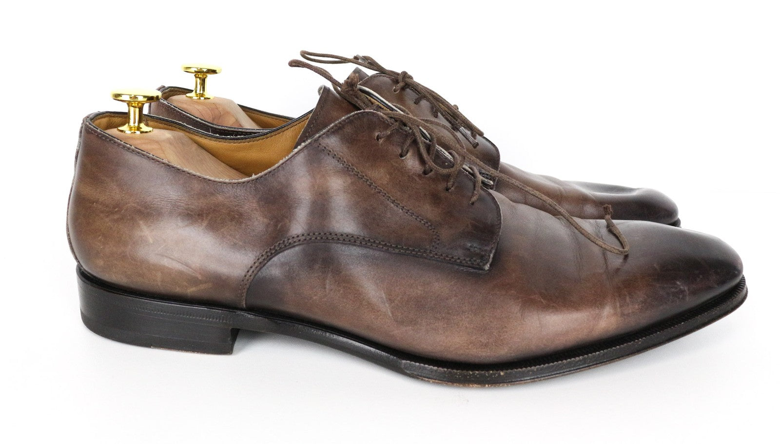 SUITSUPPLY Men's EU43.5 Mid Brown Calf Leather Derby Lace-Up Formal Shoes