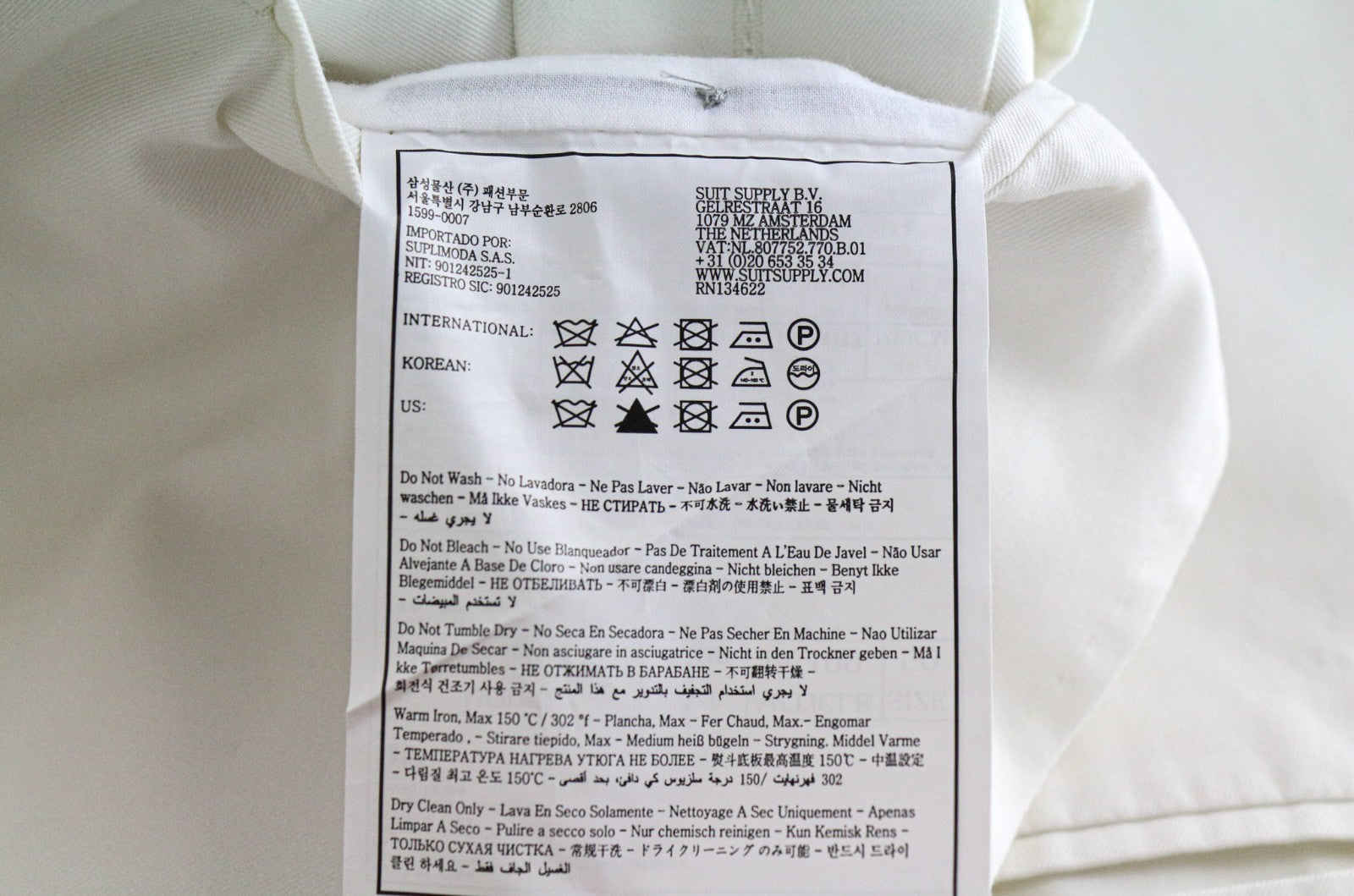 SUITSUPPLY Havana Men's UK40R Off-White Slim Fit Pure Cotton Formal 2Pc Suit