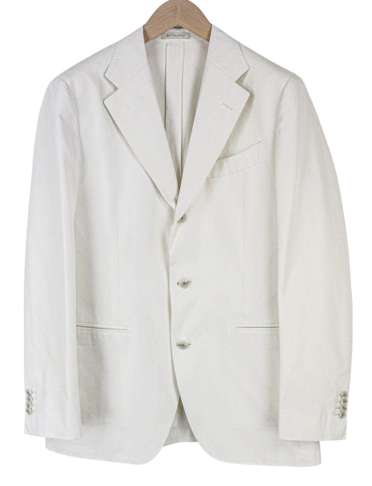 SUITSUPPLY Havana Men's UK40R Off-White Slim Fit Pure Cotton Formal 2Pc Suit