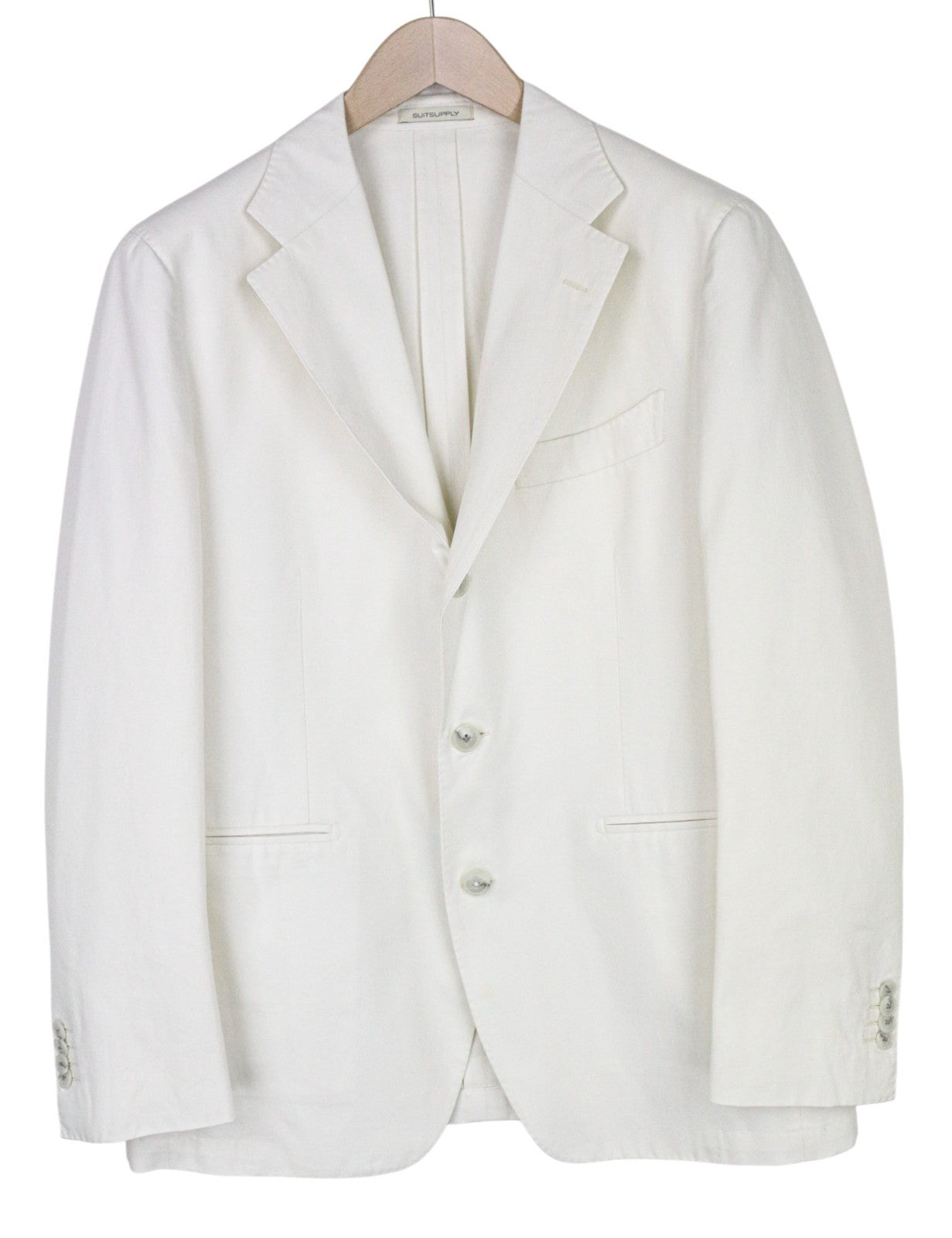 SUITSUPPLY Havana Men's UK42S Off-White Slim Cotton Pleated 2 Piece Classic Suit