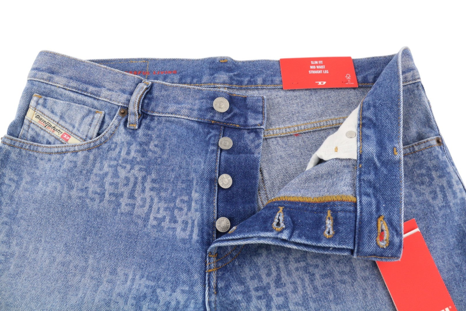 DIESEL 1995 007F5 vyriški džinsai W33/L32 Slim Fit tiesaus kirpimo, su logotipu ir RRP 250 € 