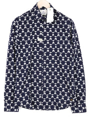 SCOTCH &amp; SODA vyriški M dydžio jūrų geometrinio rašto tamprūs medvilnės mišinio ploni marškinėliai 