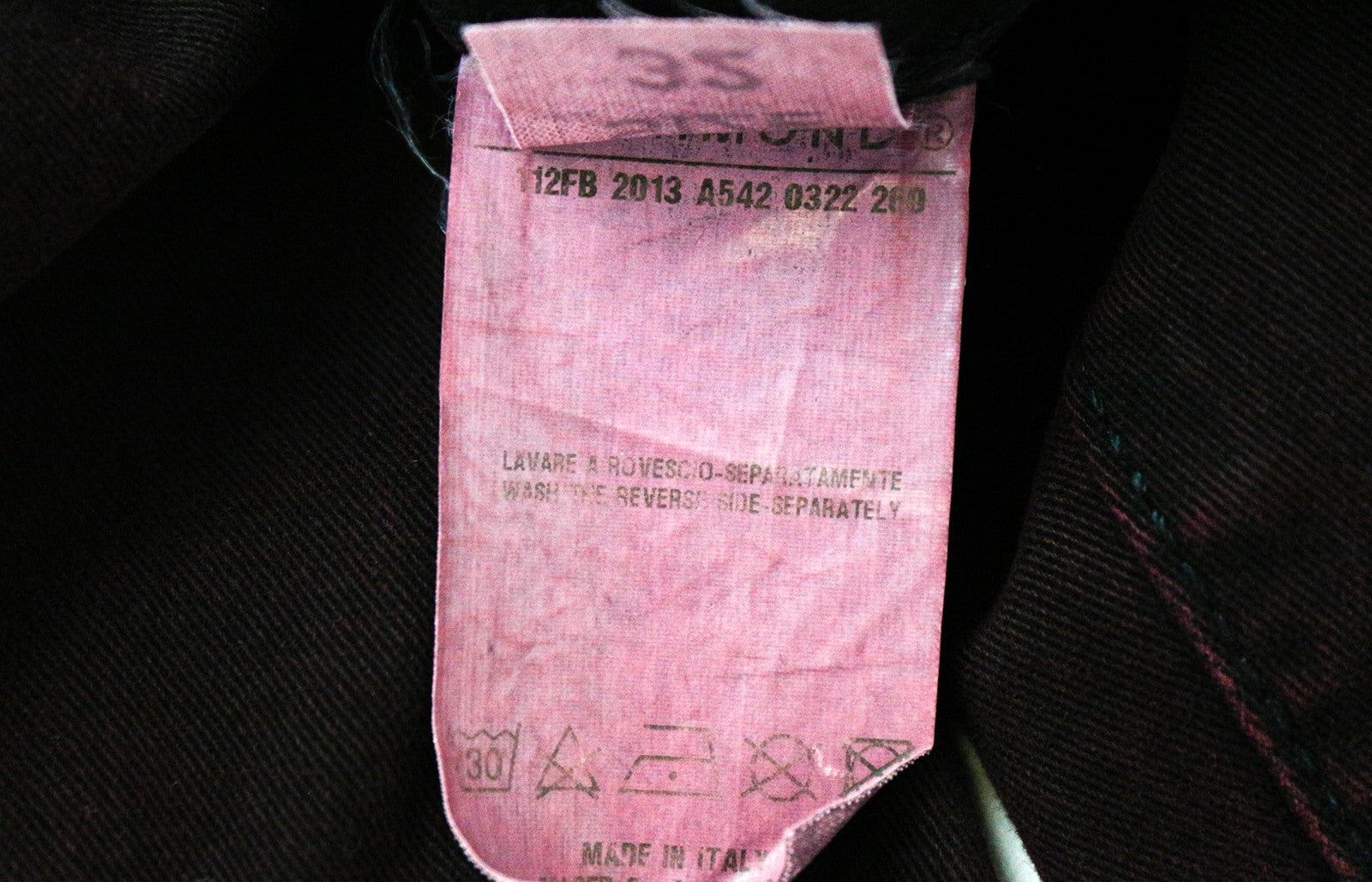 RICHMOND vyriški W32 bordo spalvos žemo liemens, aptempti džinsai su užtrauktuku ir dizainerio sukurtais itin aptemptais džinsais 