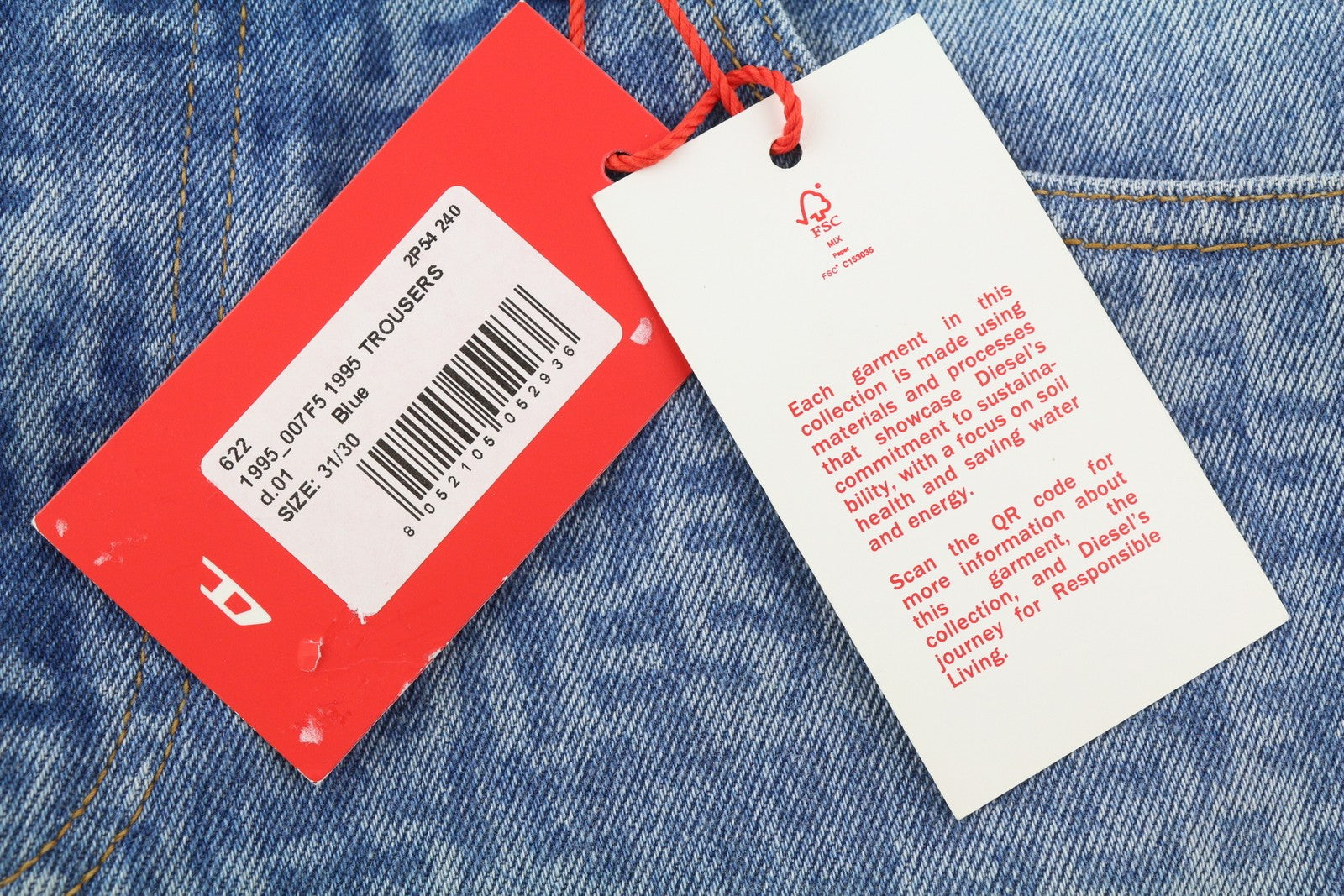 DIESEL 1995 007F5 vyriški džinsai W31/L30 Slim Fit tiesaus kirpimo su logotipu ir RRP 250 € 