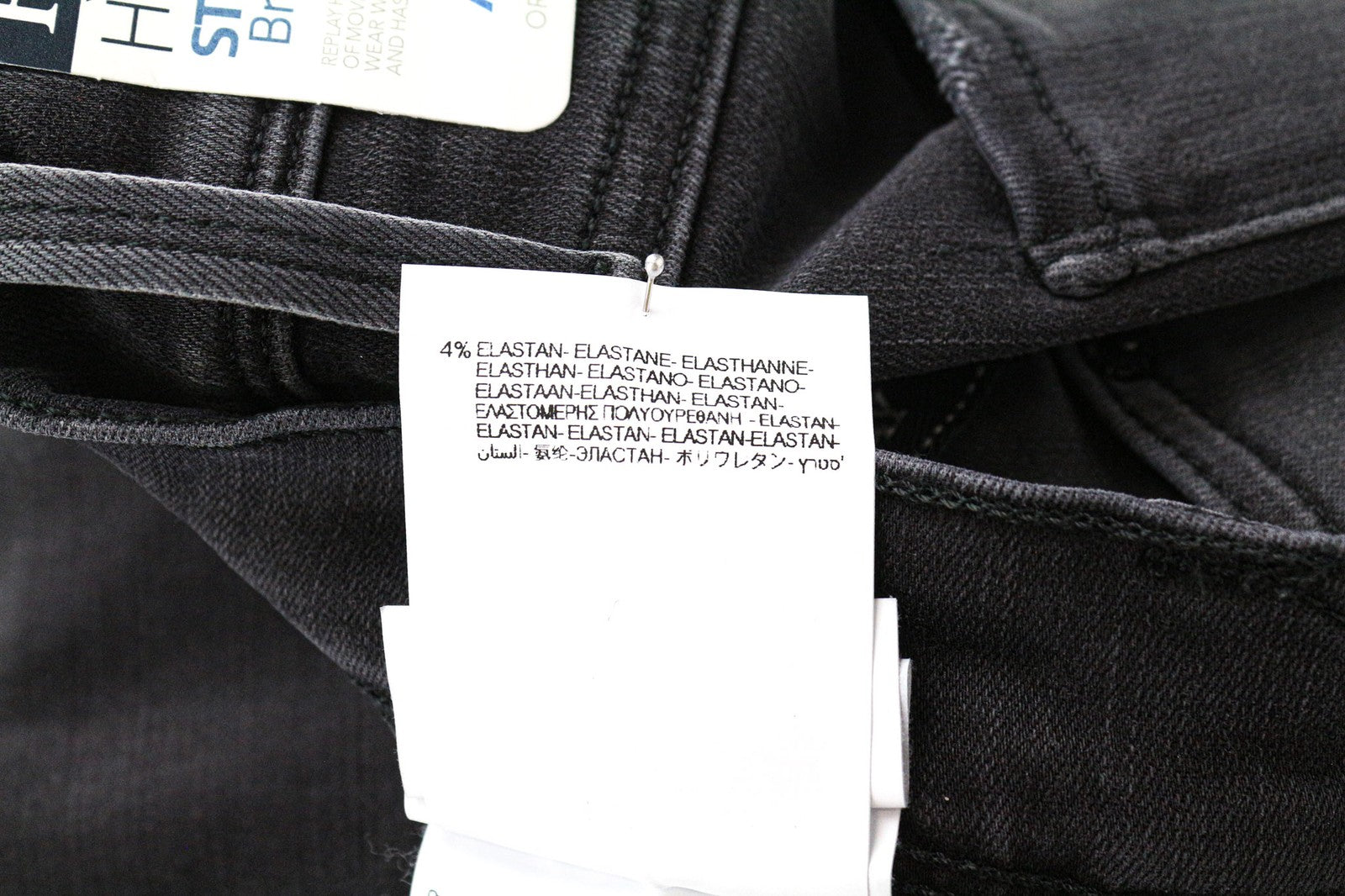 REPLAY Anbass Men's W30/L34 Dark Grey Slim Distressed Stretch Zip Fly Jeans