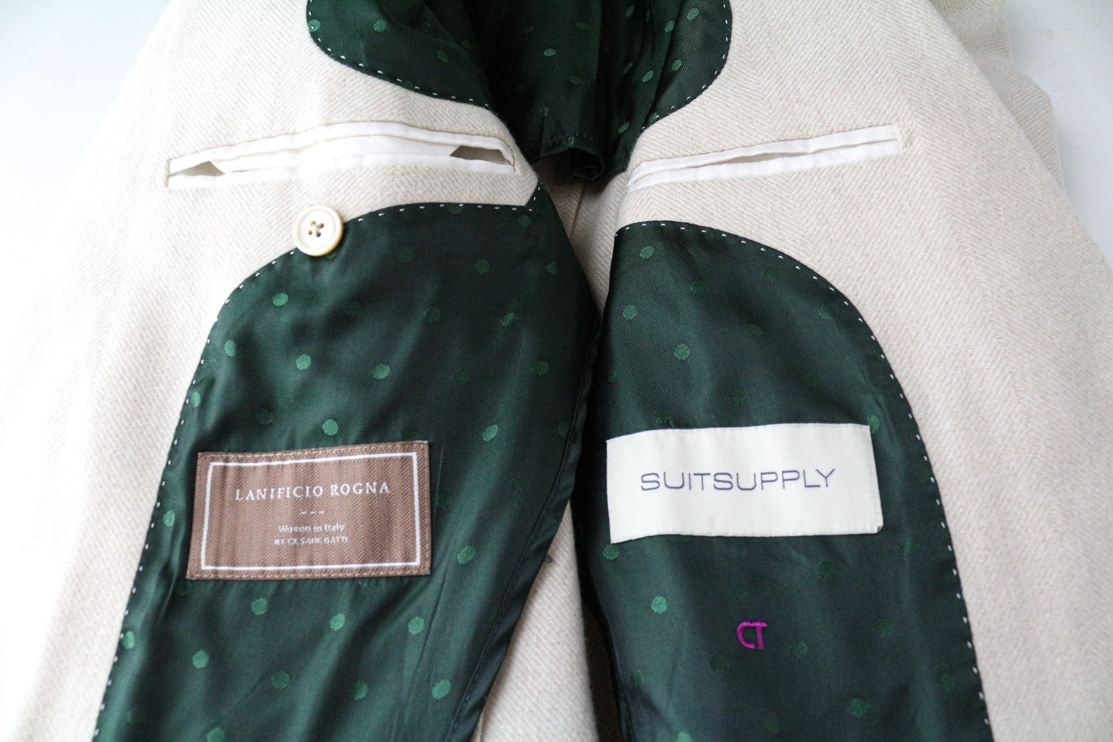 SUITSUPPLY La Spalla Men's UK30R Beige Wool Cashmere Blazer & Waistcoat 2 Piece