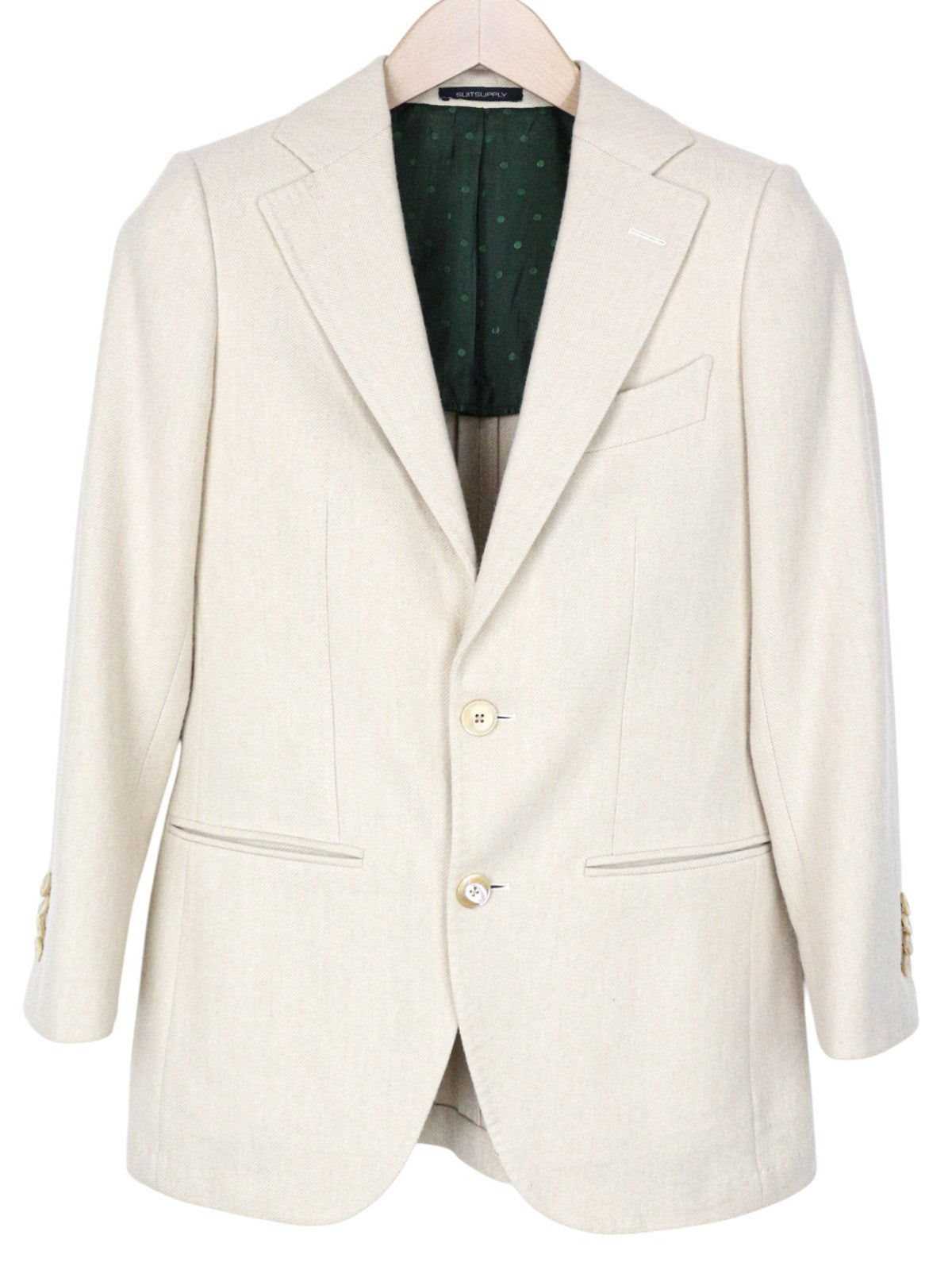 SUITSUPPLY La Spalla Men's UK30R Beige Wool Cashmere Blazer & Waistcoat 2 Piece