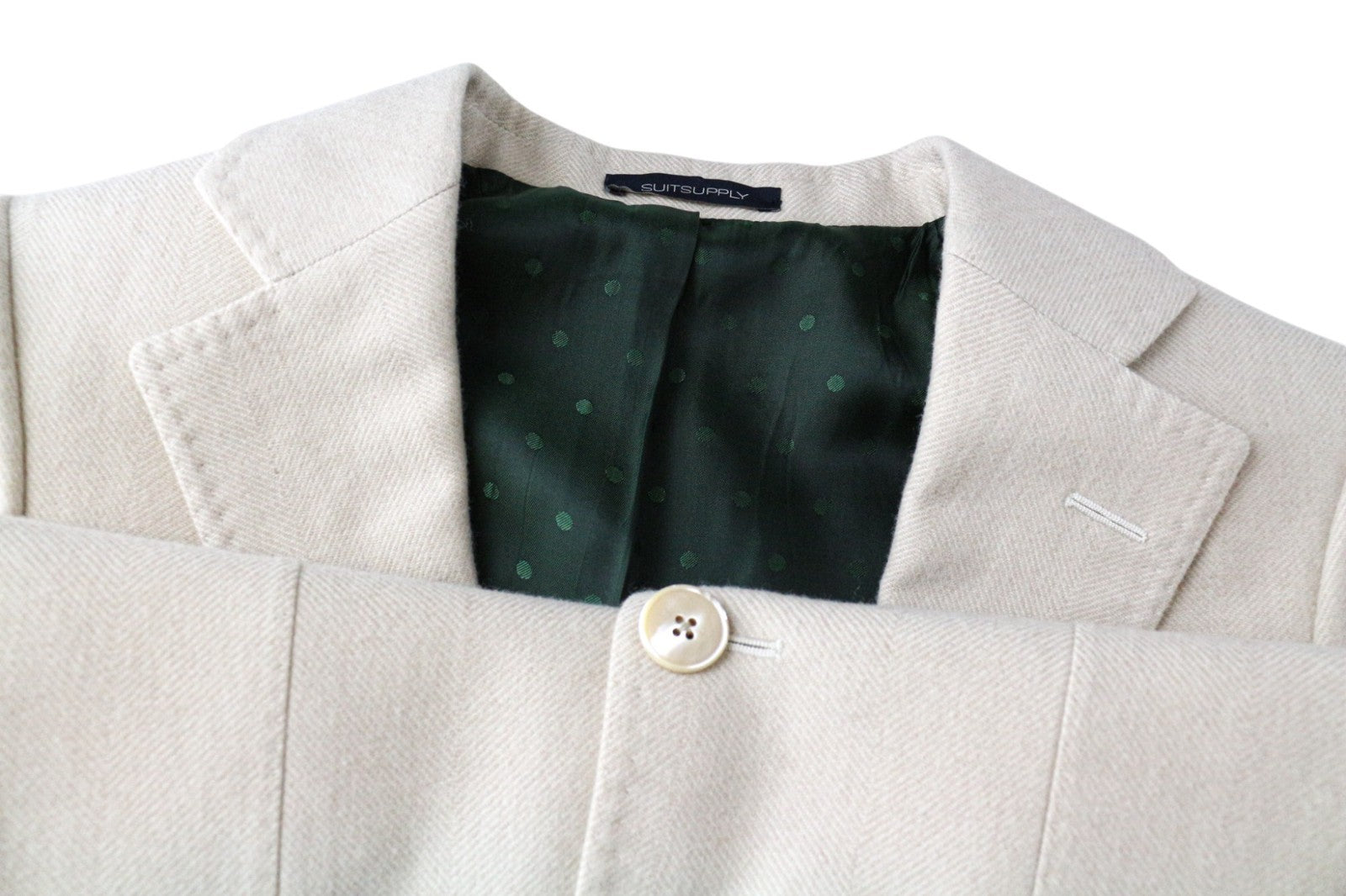 SUITSUPPLY La Spalla Men's UK30R Beige Wool Cashmere Blazer & Waistcoat 2 Piece