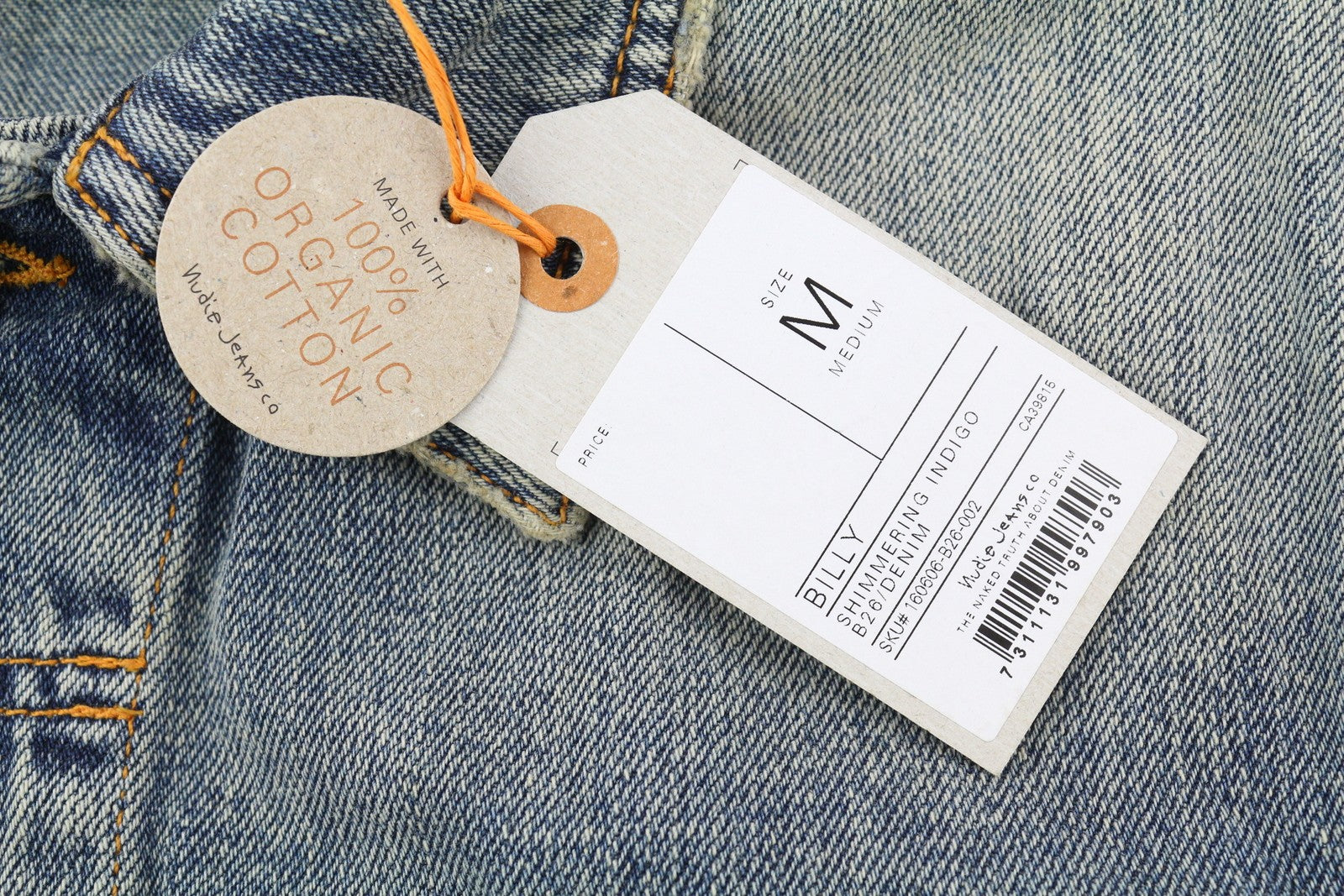 NUDIE JEANS Billy Men Jacket M Shimmering Indigo Button-Up Distress Faded Blue