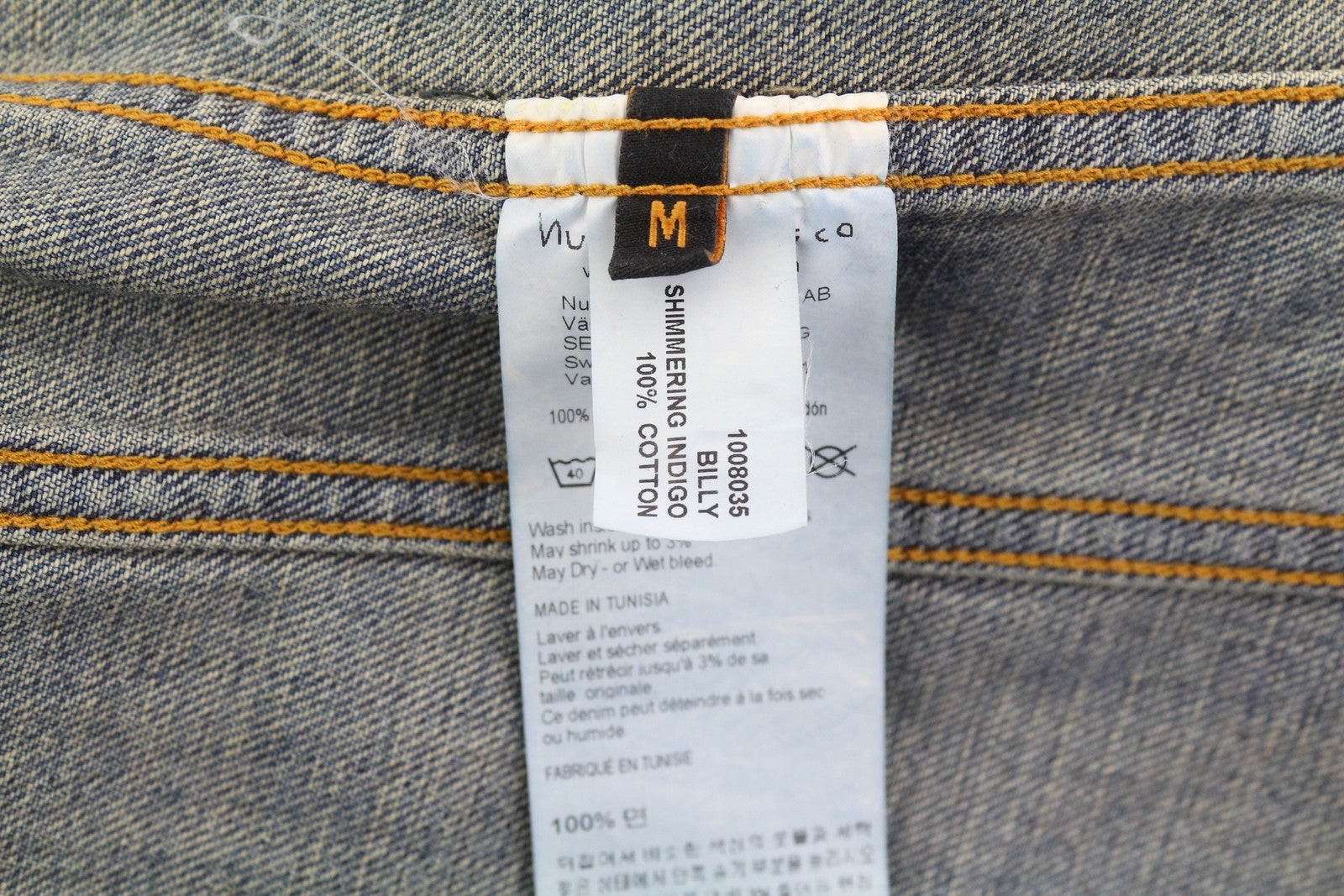 NUDIE JEANS Billy Men Jacket M Shimmering Indigo Button-Up Distress Faded Blue