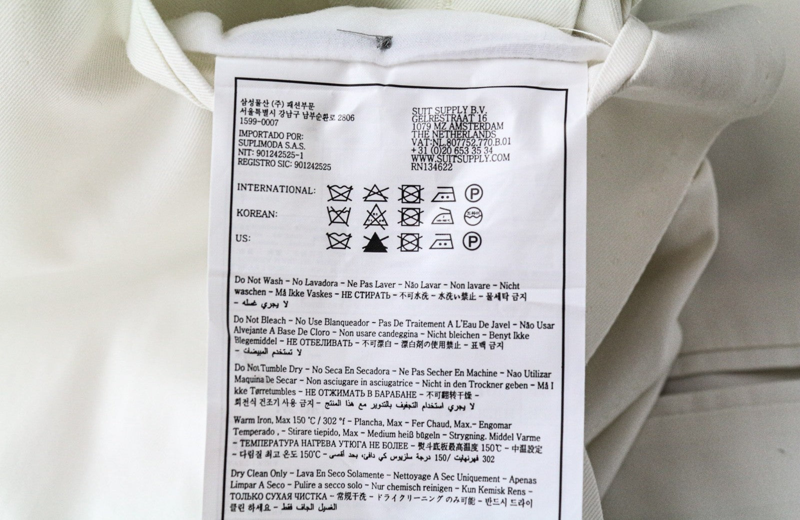 SUITSUPPLY Havana Men's UK38R Off-White Slim Fit Pure Cotton Unlined 2Pc Suit