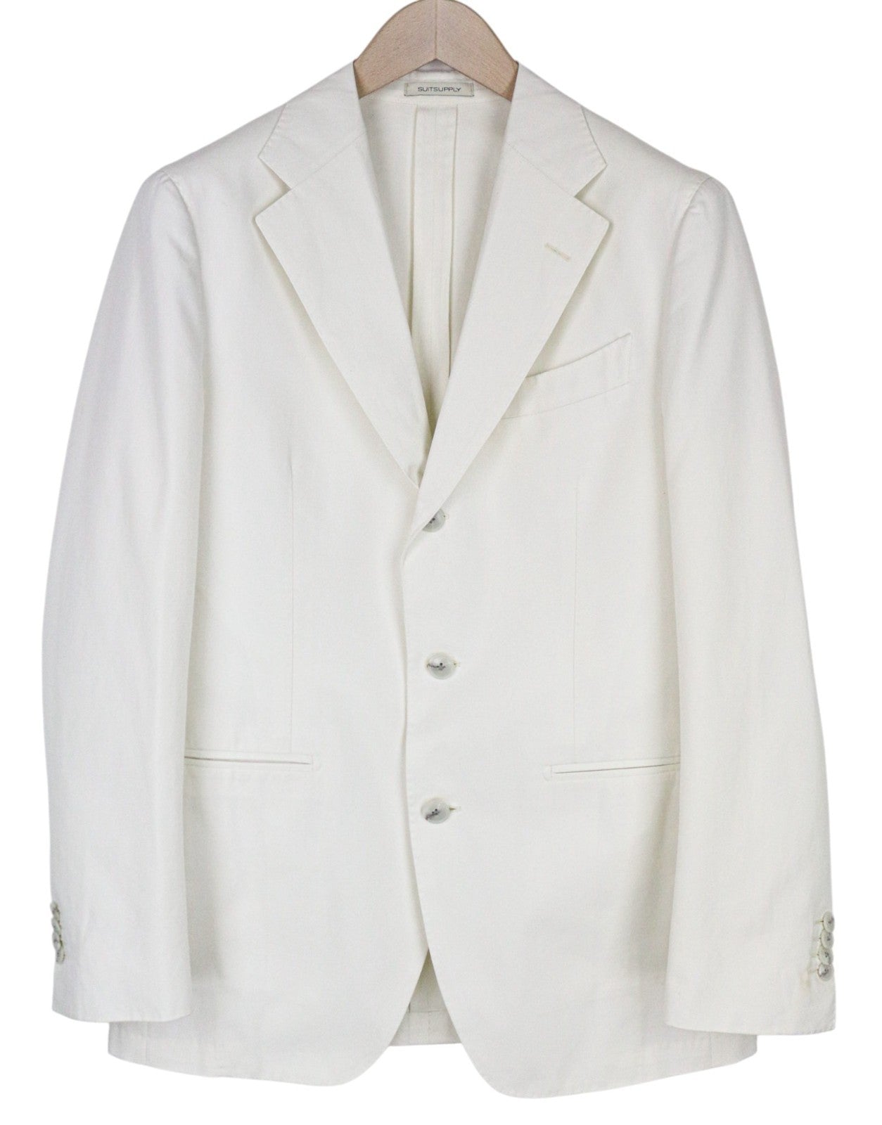 SUITSUPPLY Havana Men's UK38R Off-White Slim Fit Pure Cotton Unlined 2Pc Suit