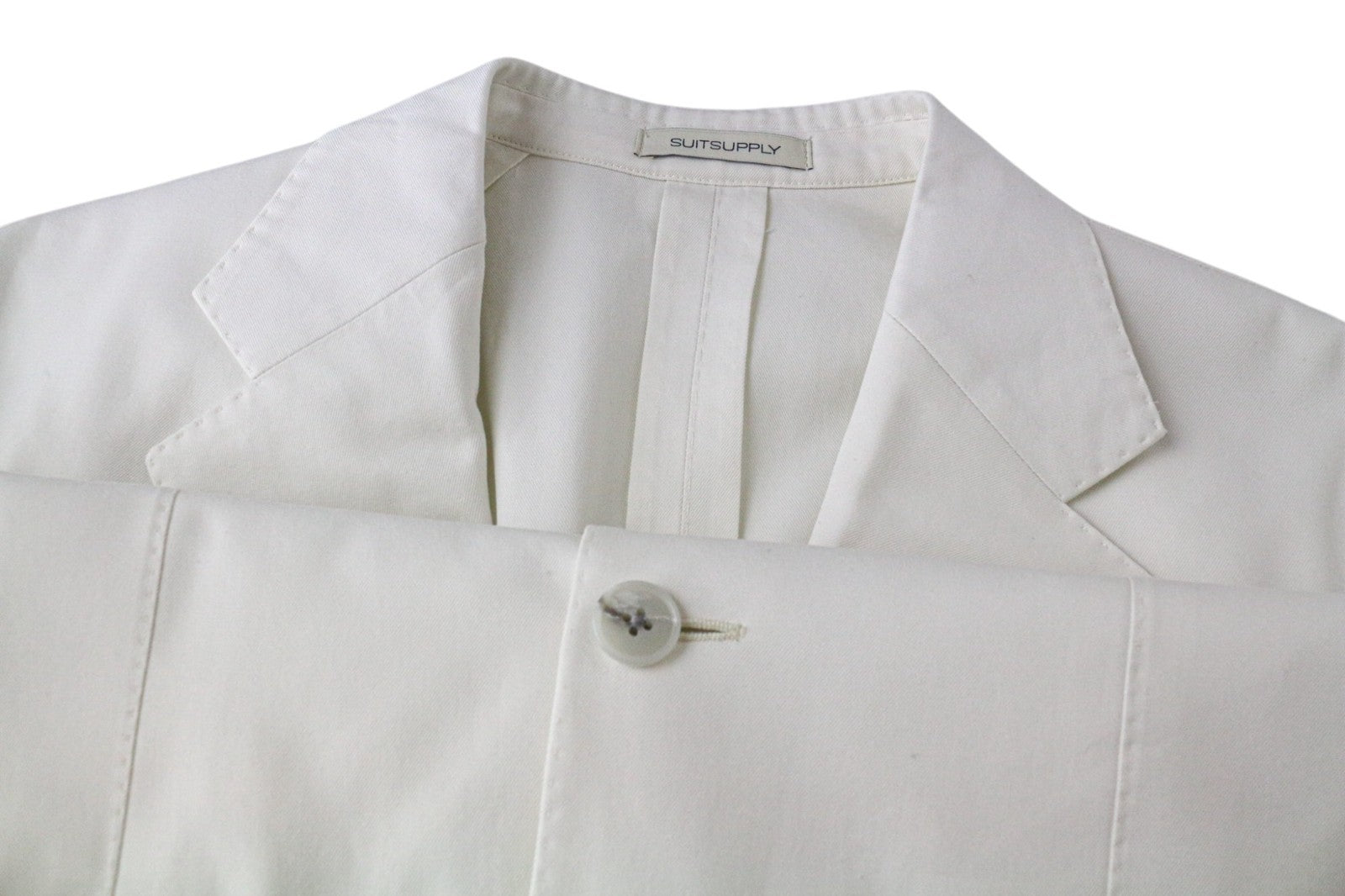 SUITSUPPLY Havana Men's UK38R Off-White Slim Fit Pure Cotton Unlined 2Pc Suit