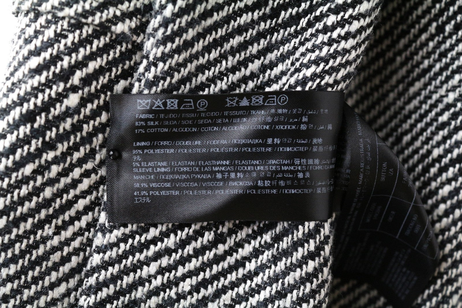 „SUITSUPPLY Olivia“ moteriškas pilkas šilkinis medvilninis švarkas su vieneiliu raštu, UK10R dydis 